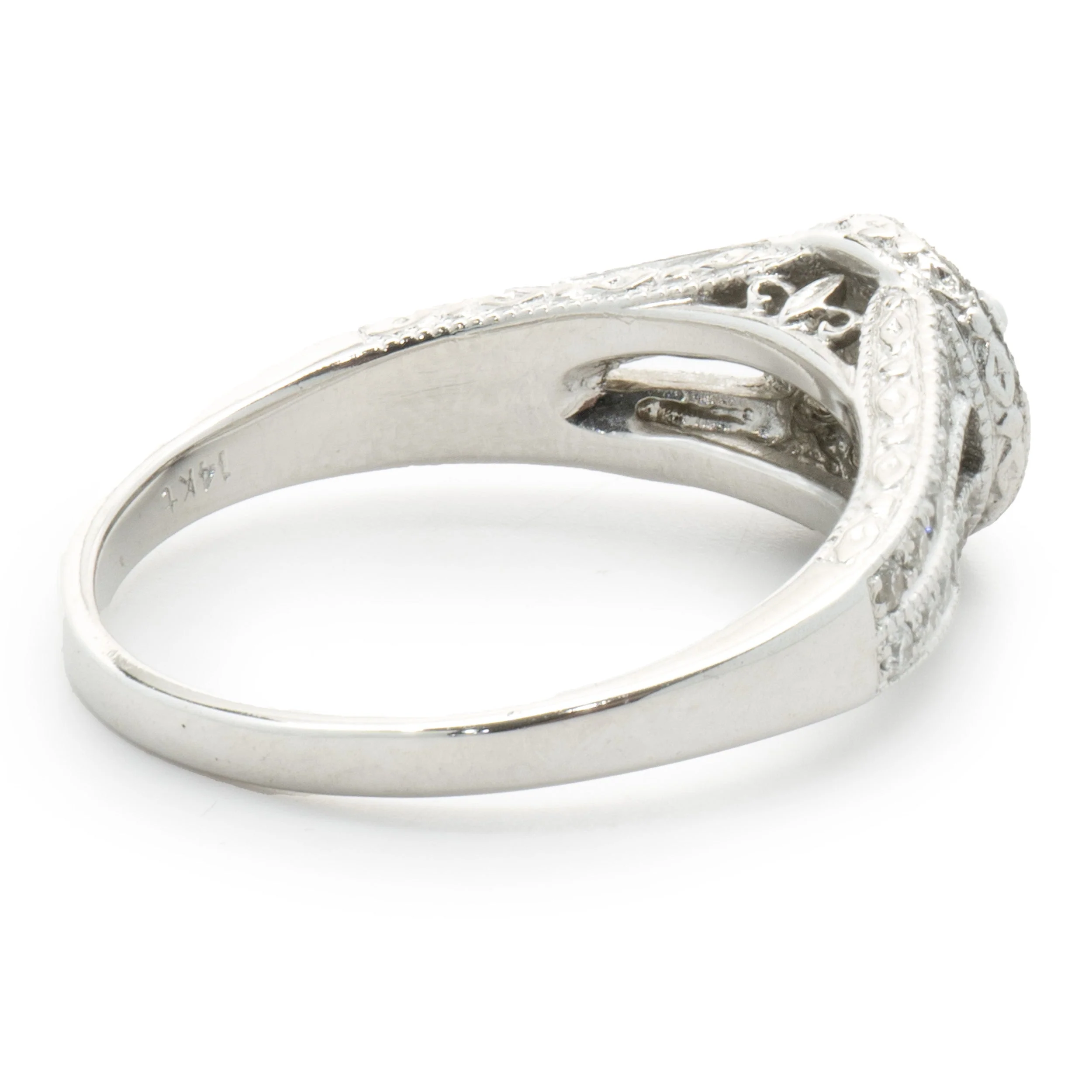 14 Karat White Gold Round Brilliant Cut Diamond Engagement Ring - Image 3