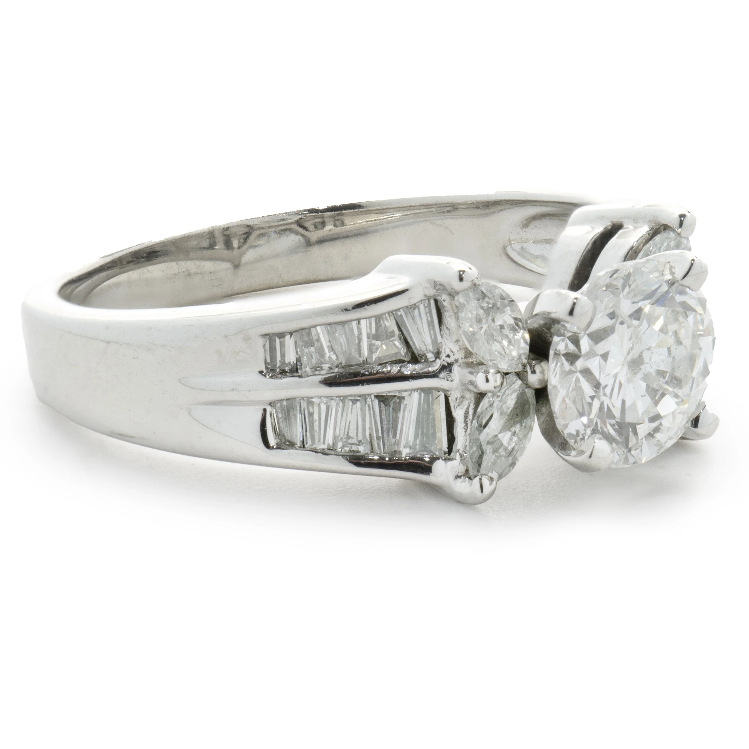 14 Karat White Gold Round Brilliant Cut Diamond Engagement Ring - Image 4