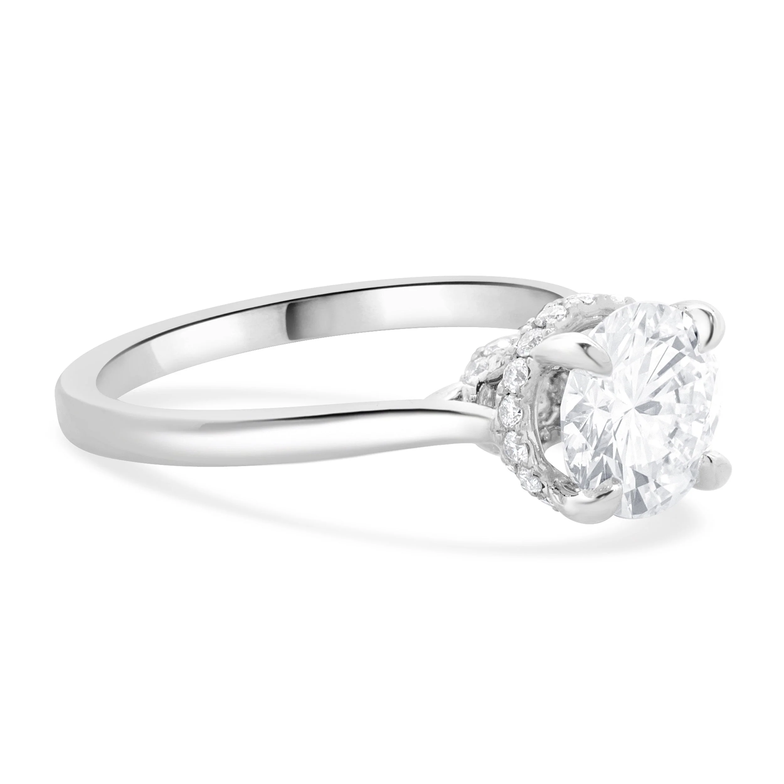 14 Karat White Gold Round Brilliant Cut Diamond Engagement Ring - Image 4