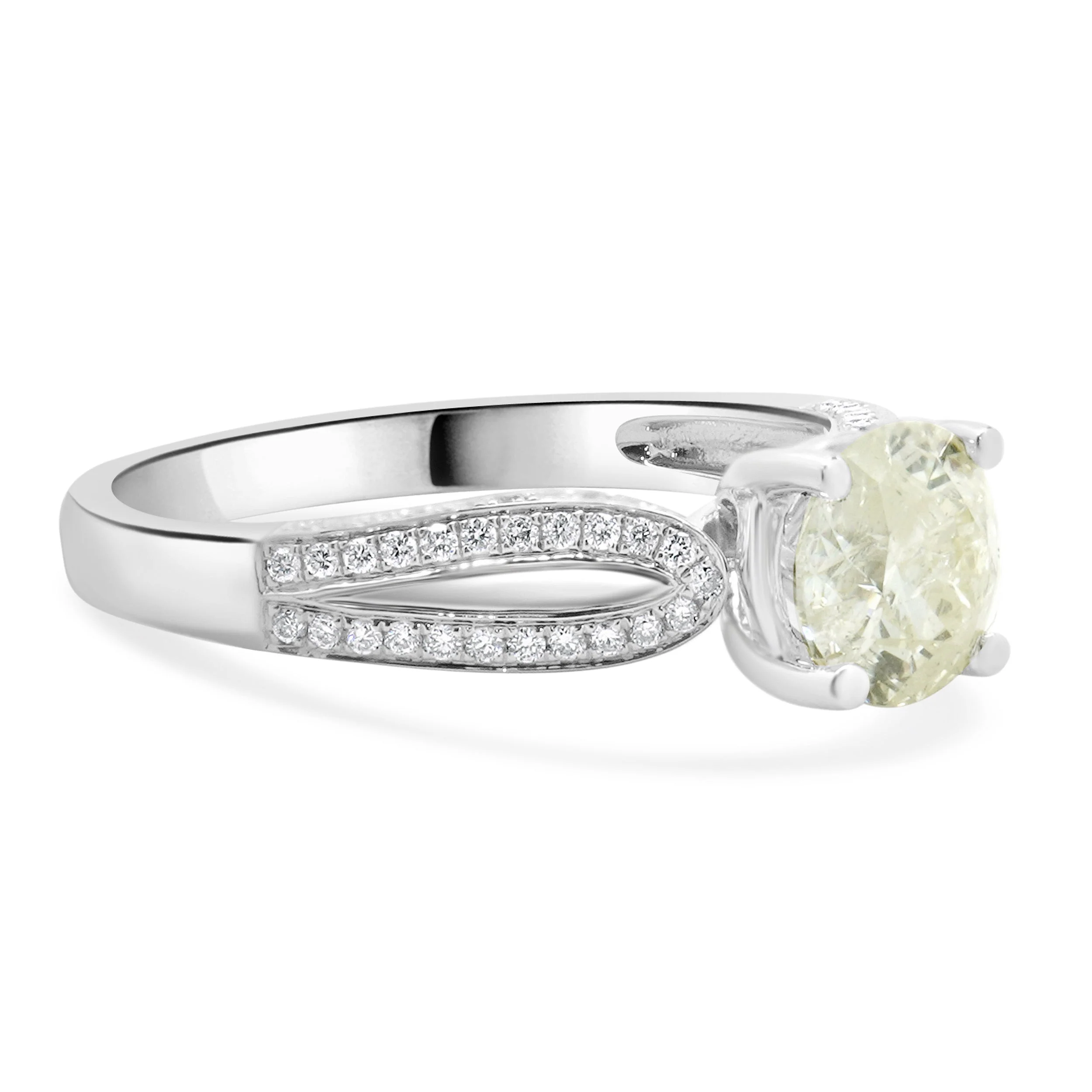 14 Karat White Gold Round Brilliant Cut Diamond Engagement Ring - Image 4