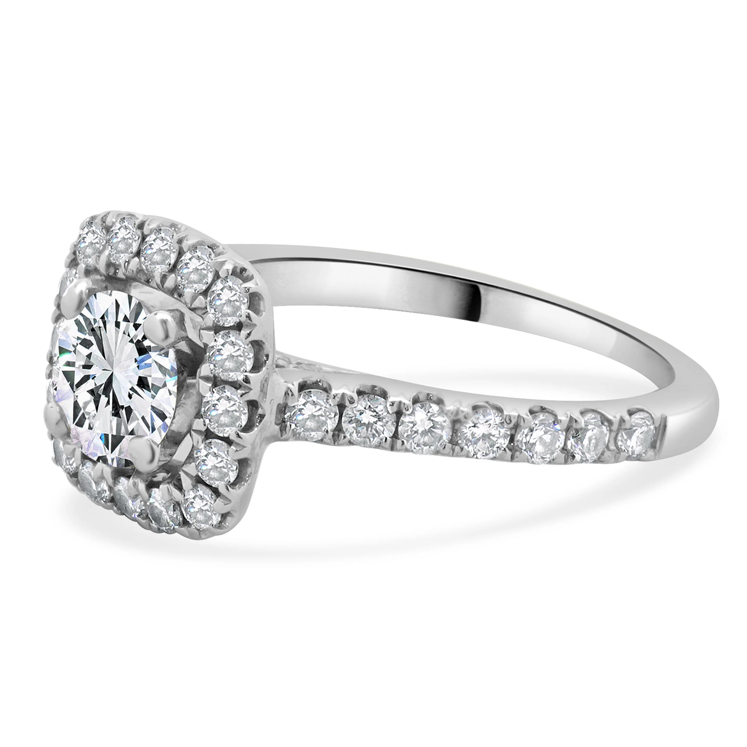 14 Karat White Gold Round Brilliant Cut Diamond Engagement Ring - Image 2