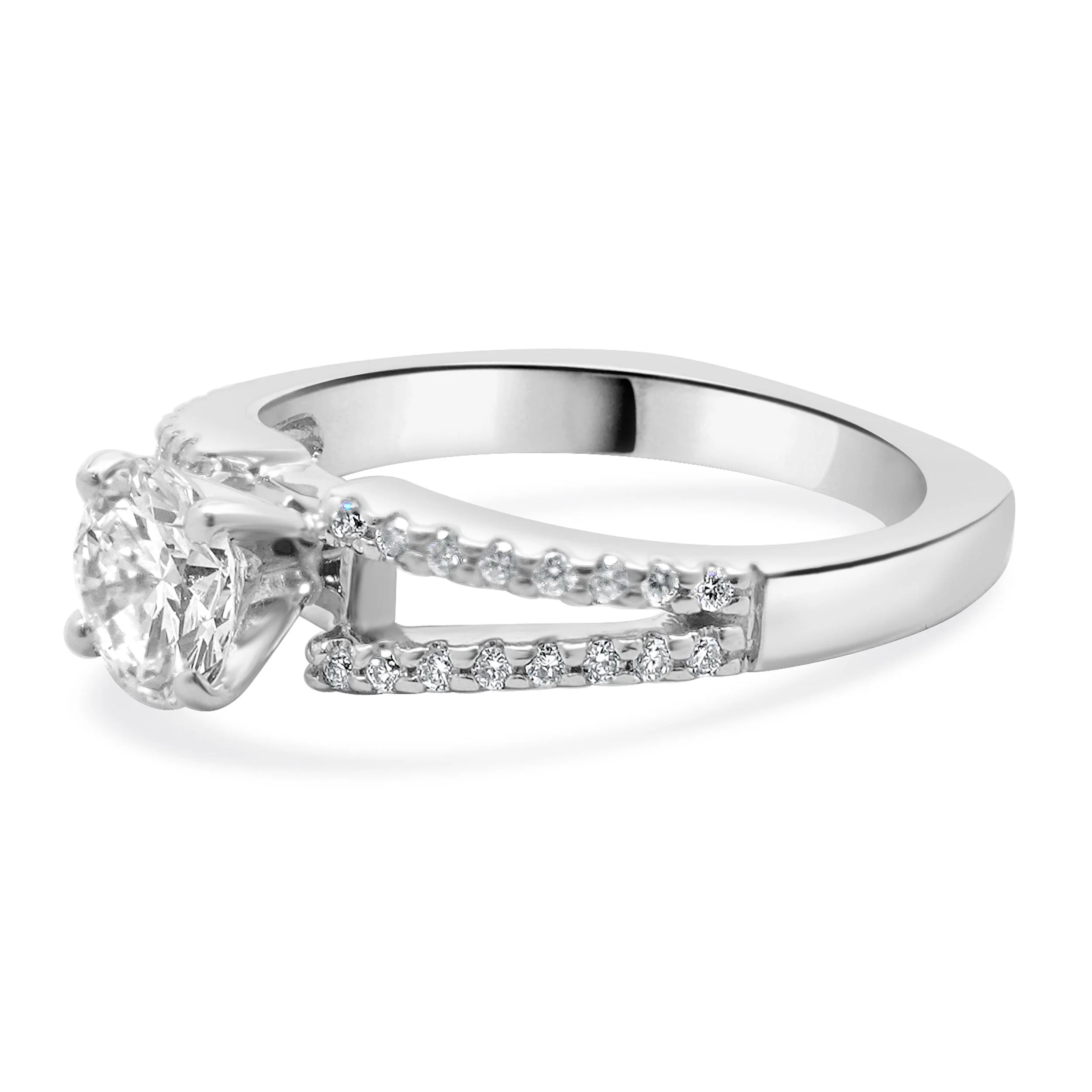 14 Karat White Gold Round Brilliant Cut Diamond Engagement Ring - Image 2