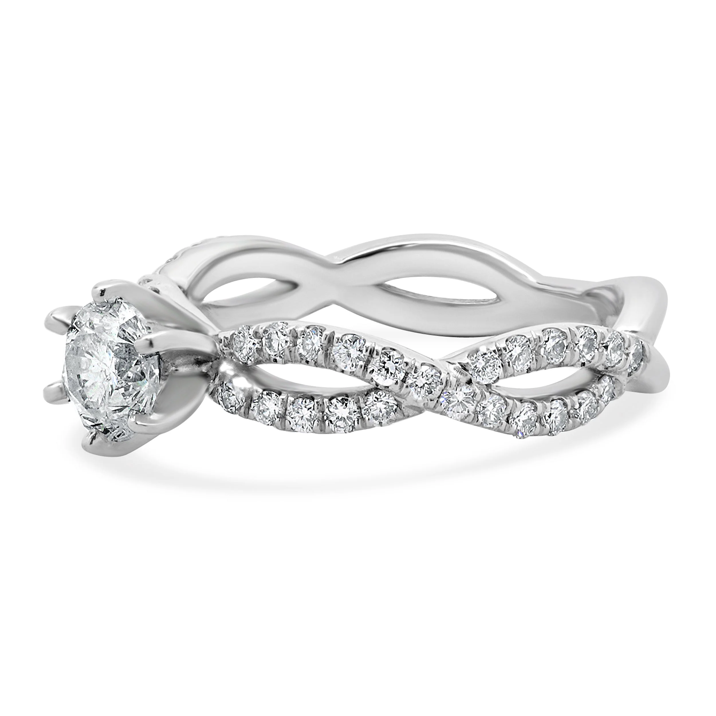 14 Karat White Gold Round Brilliant Cut Diamond Engagement Ring - Image 2