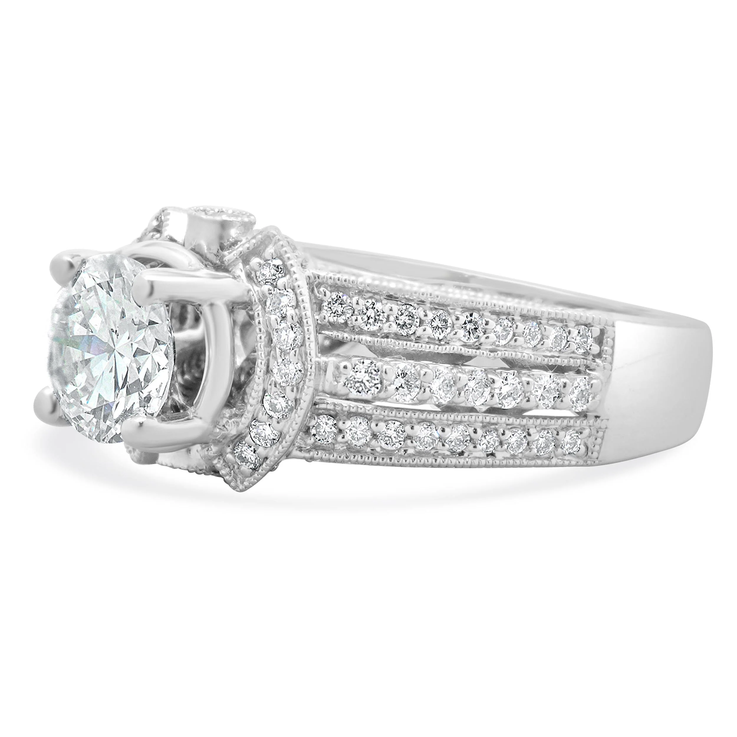 14 Karat White Gold Round Brilliant Cut Diamond Engagement Ring - Image 2