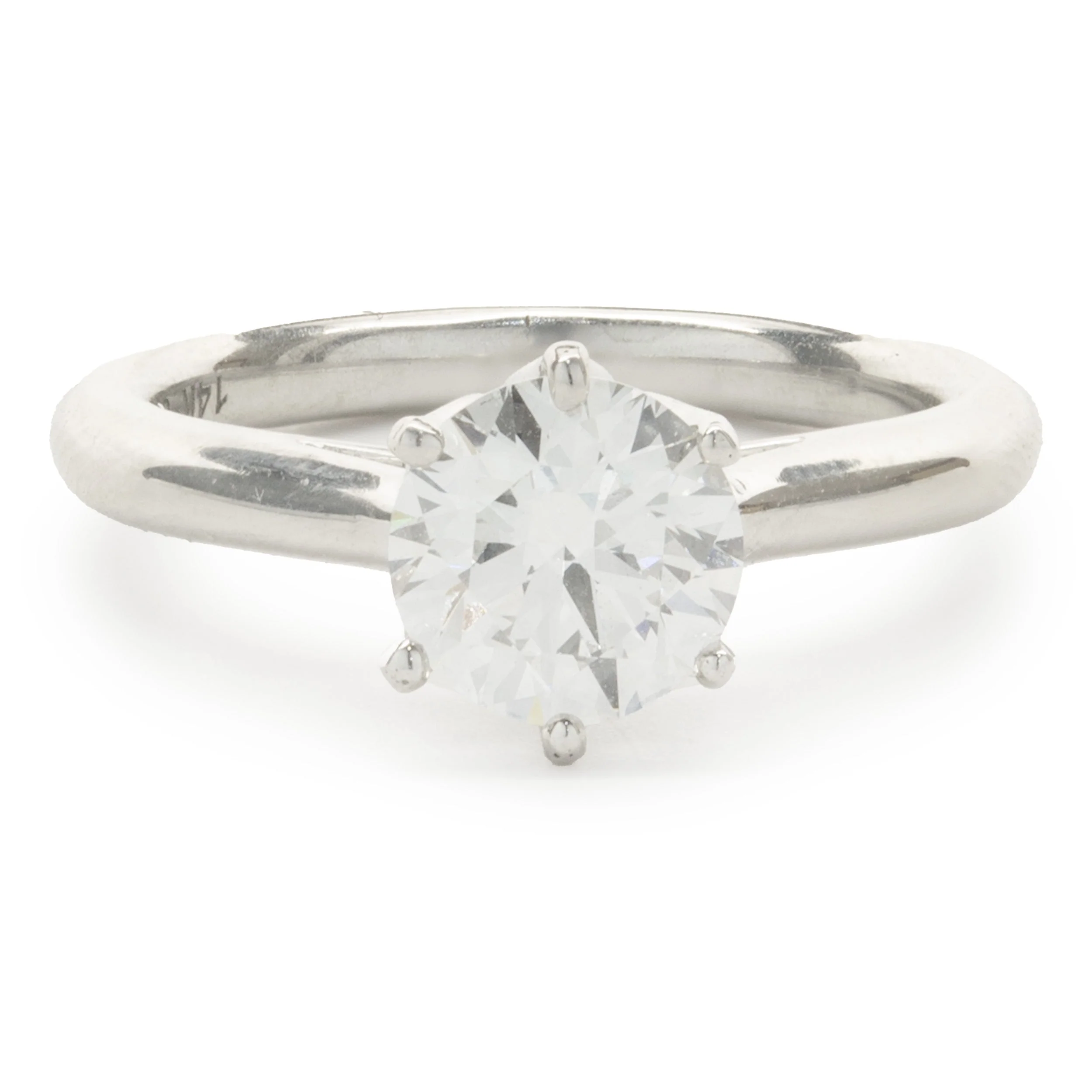 14 Karat White Gold Round Brilliant Cut Diamond Engagement Ring