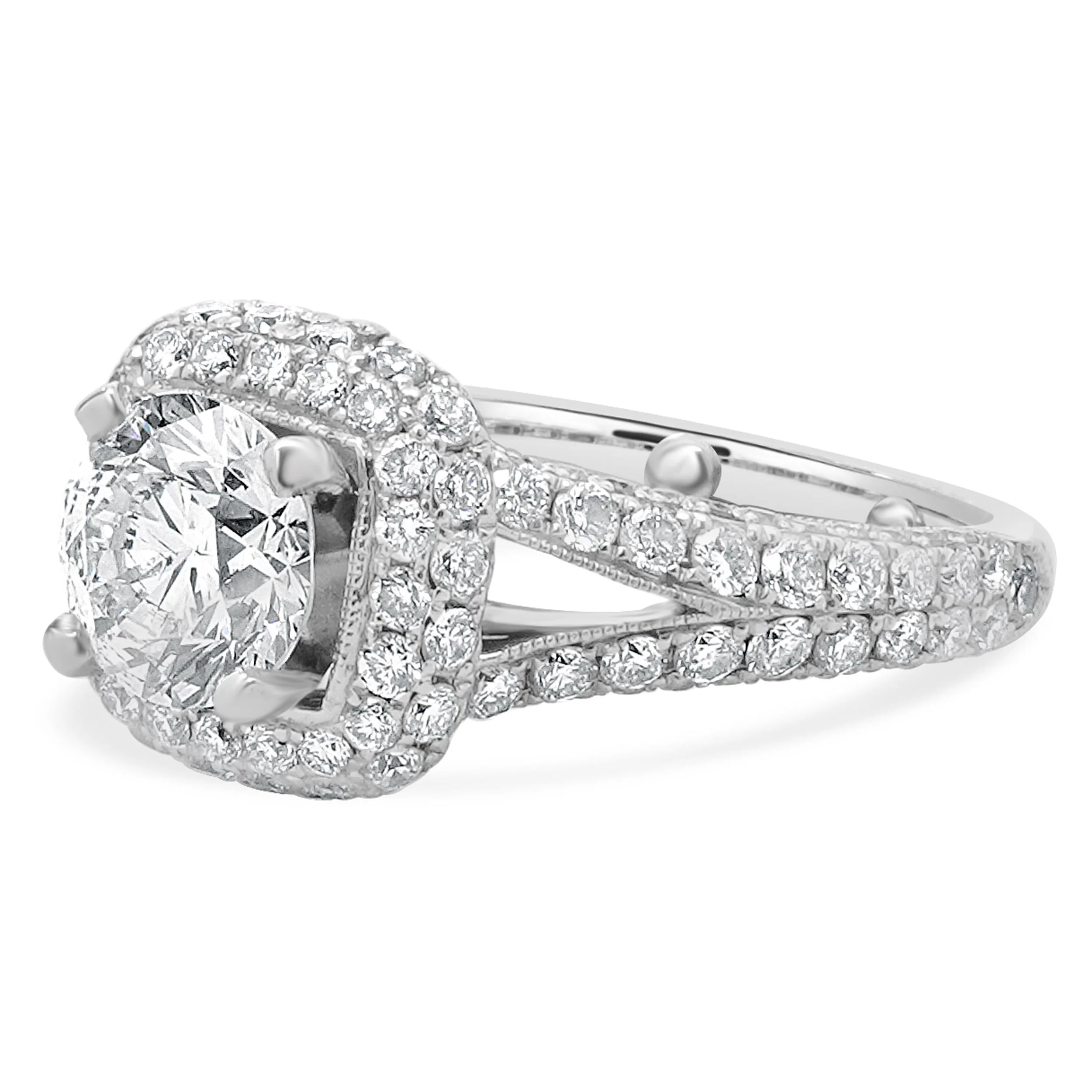 14 Karat White Gold Round Brilliant Cut Diamond Engagement Ring - Image 2