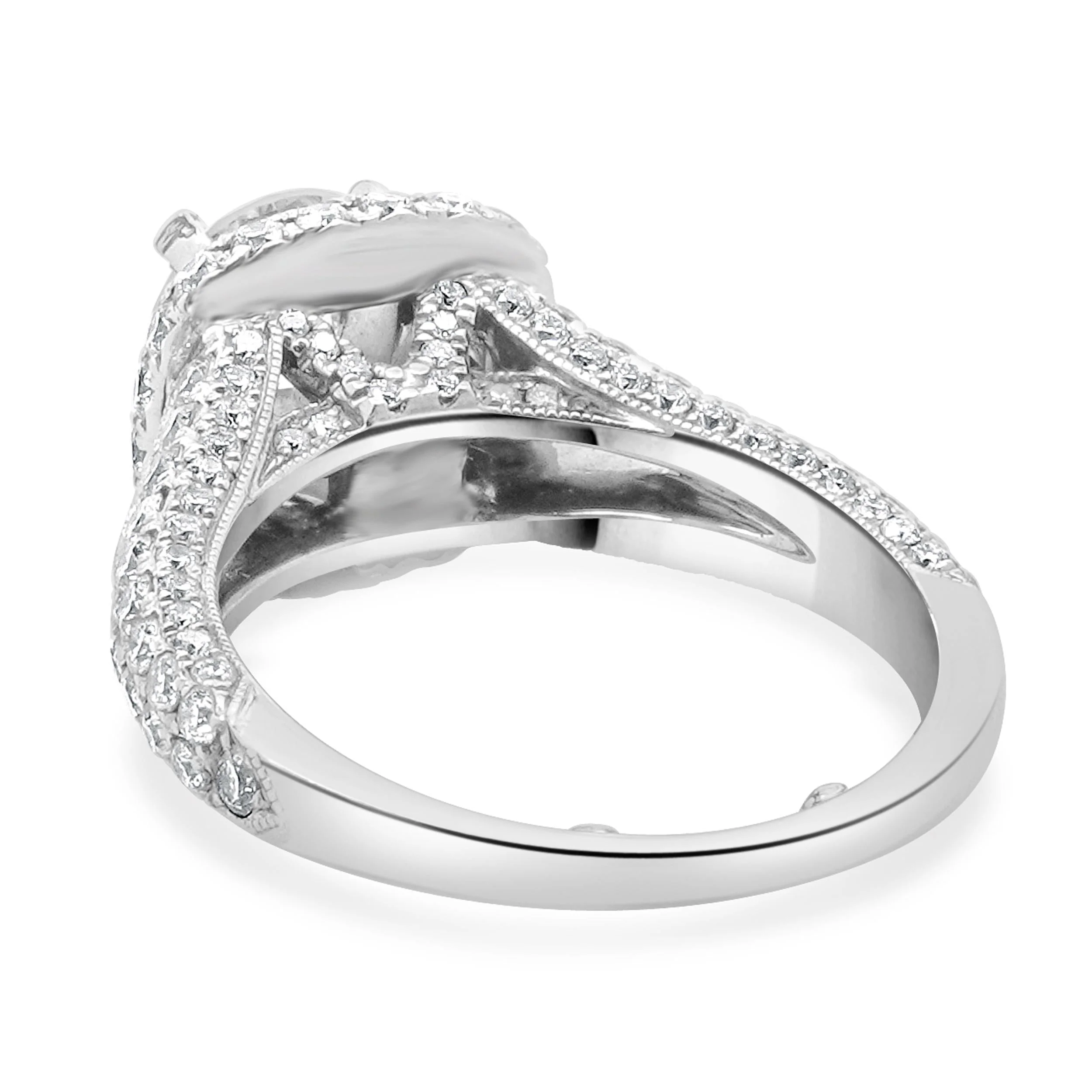 14 Karat White Gold Round Brilliant Cut Diamond Engagement Ring - Image 3