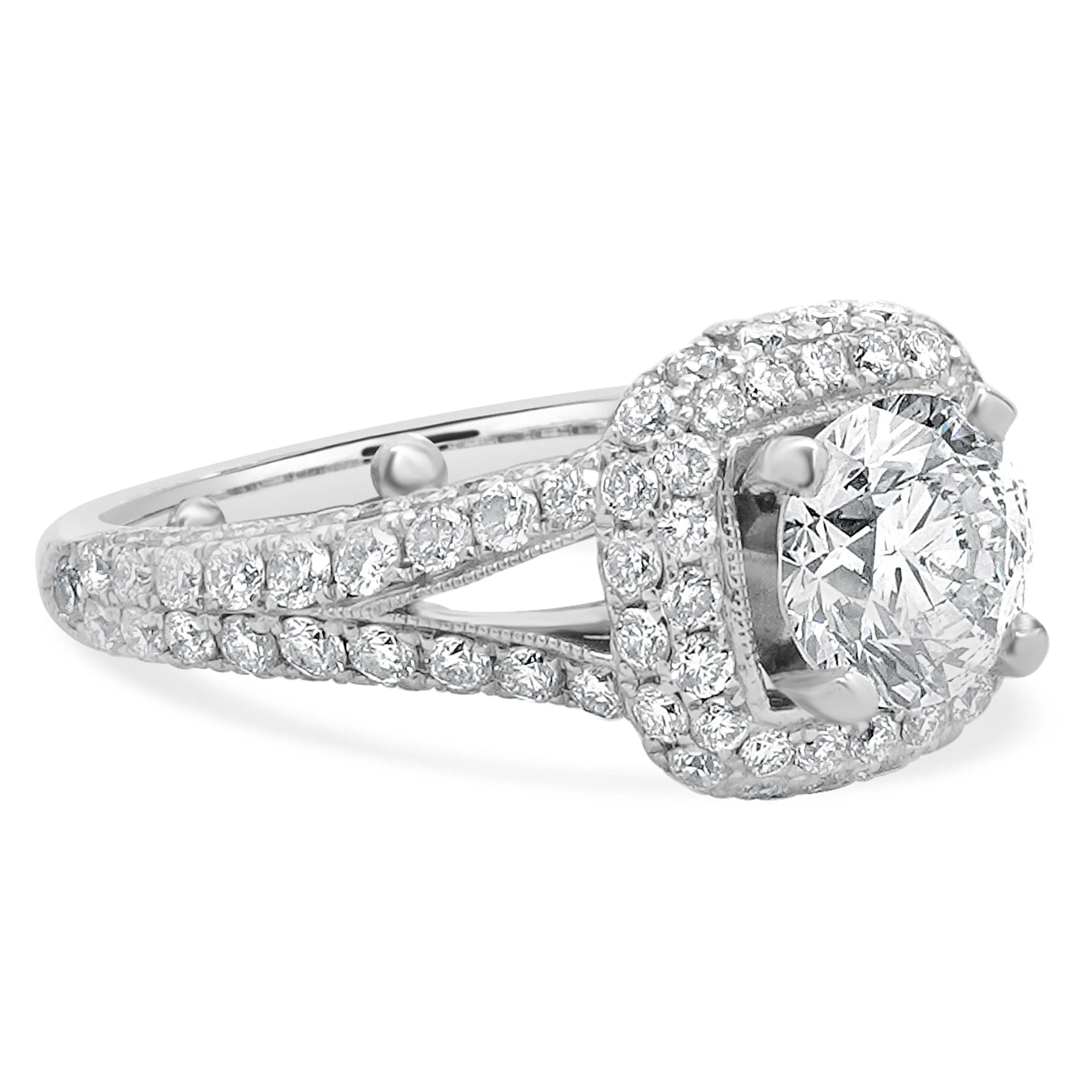 14 Karat White Gold Round Brilliant Cut Diamond Engagement Ring - Image 4