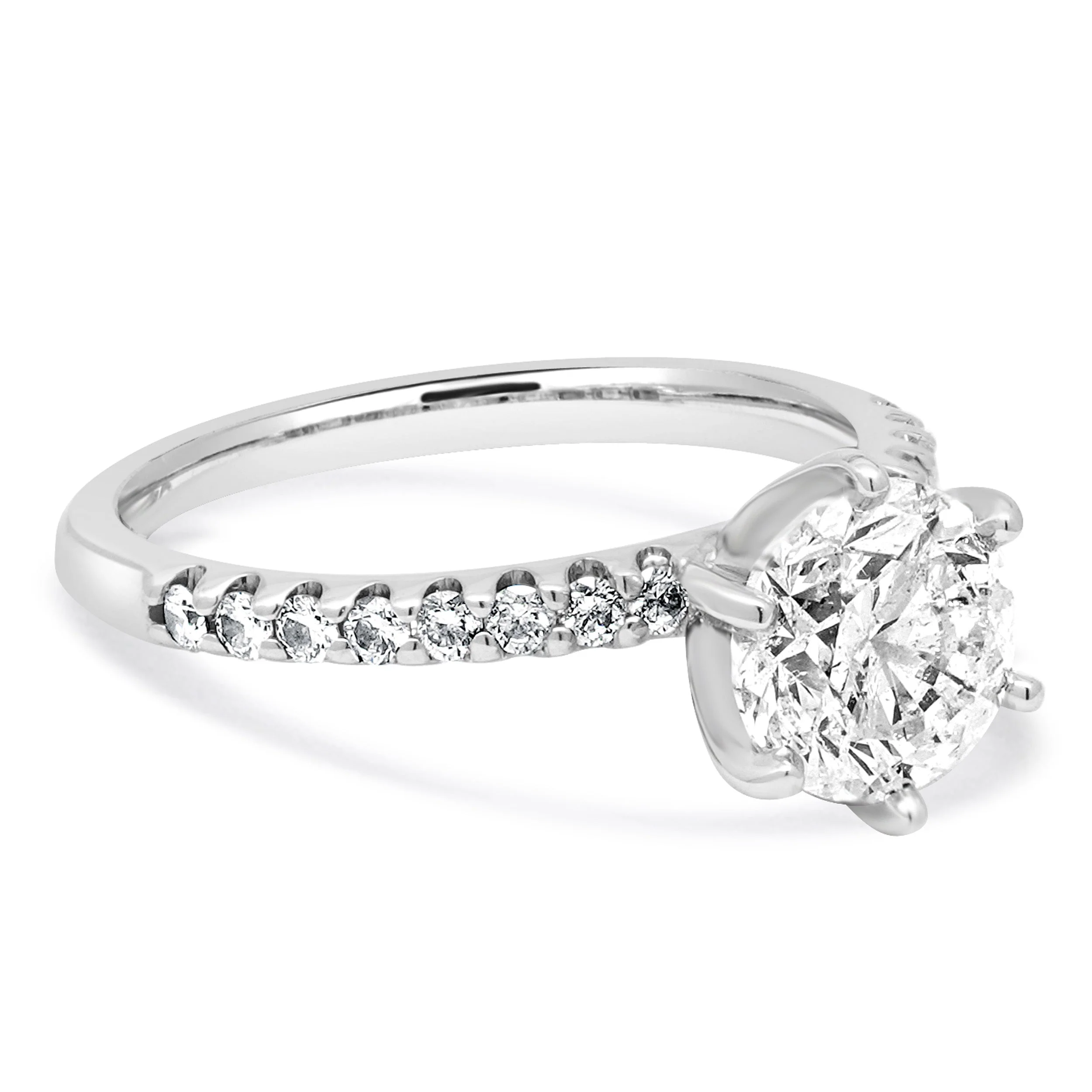 14 Karat White Gold Round Brilliant Cut Diamond Engagement Ring - Image 4
