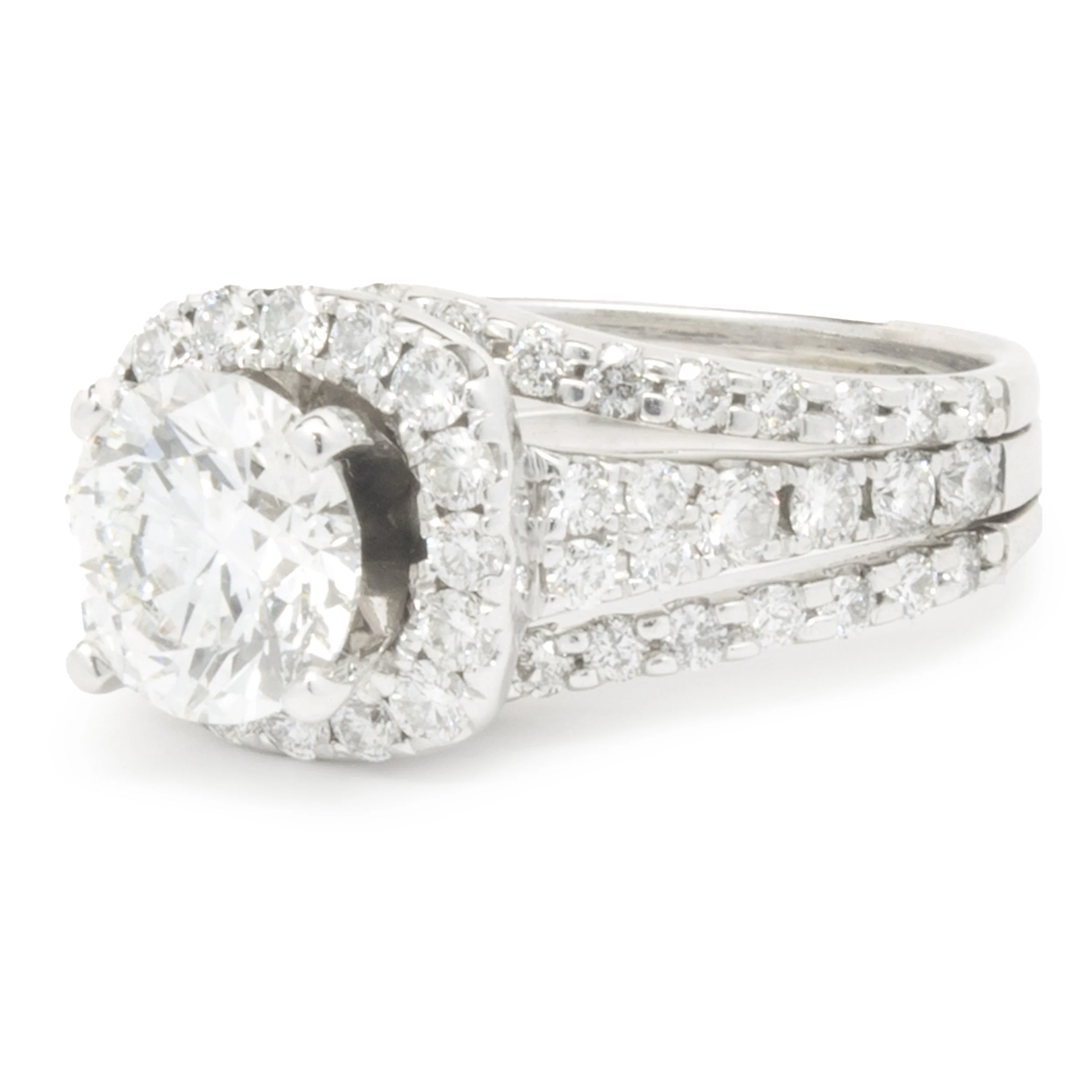 14 Karat White Gold Round Brilliant Cut Diamond Engagement Ring - Image 2