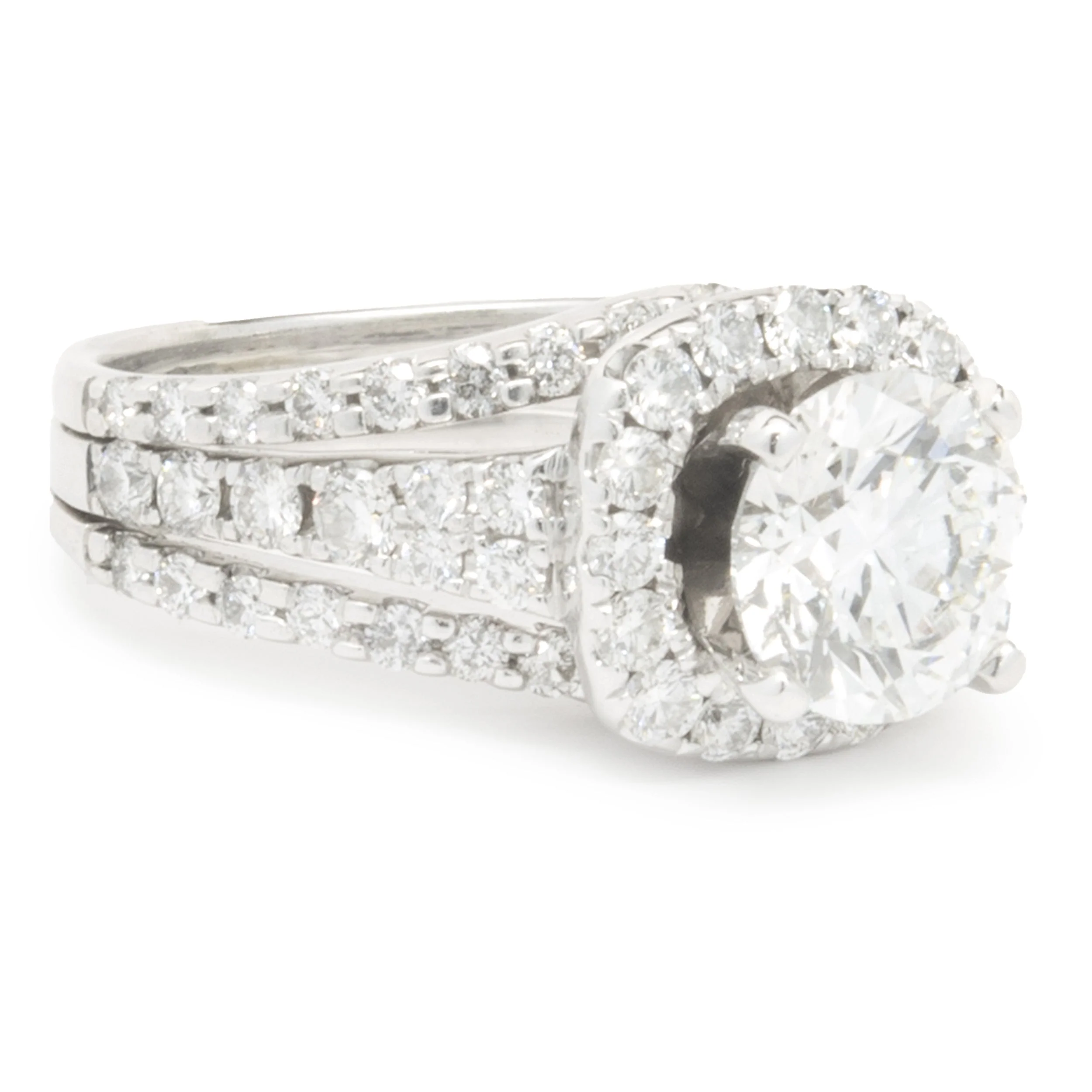 14 Karat White Gold Round Brilliant Cut Diamond Engagement Ring - Image 4