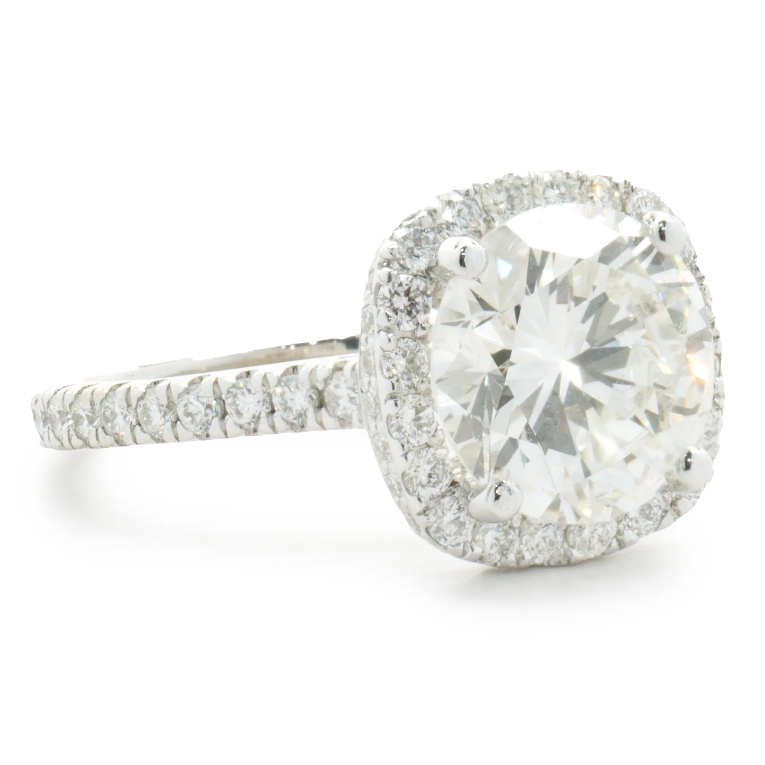 14 Karat White Gold Round Brilliant Cut Diamond Engagement Ring - Image 4