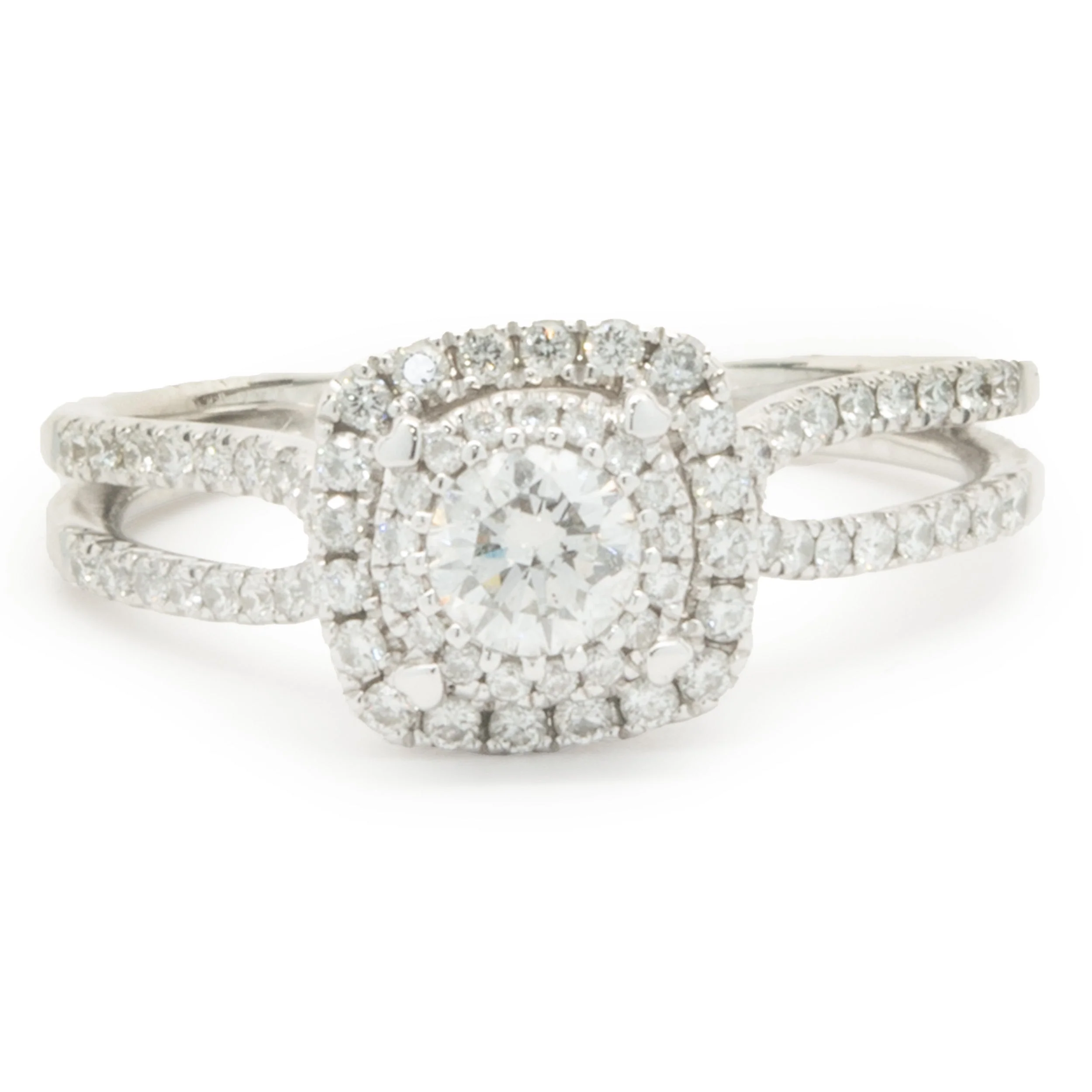14 Karat White Gold Round Brilliant Cut Diamond Engagement Ring