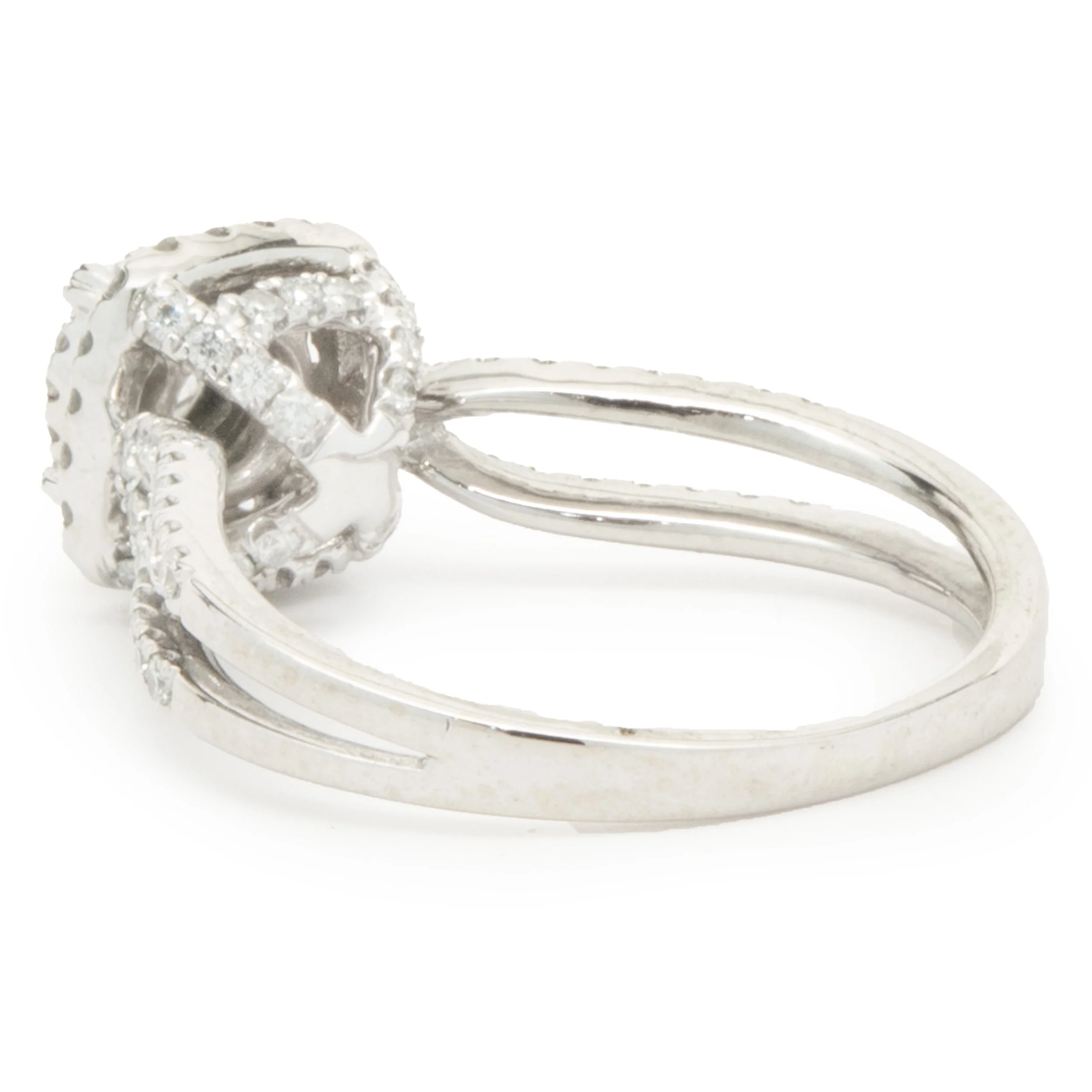 14 Karat White Gold Round Brilliant Cut Diamond Engagement Ring - Image 3
