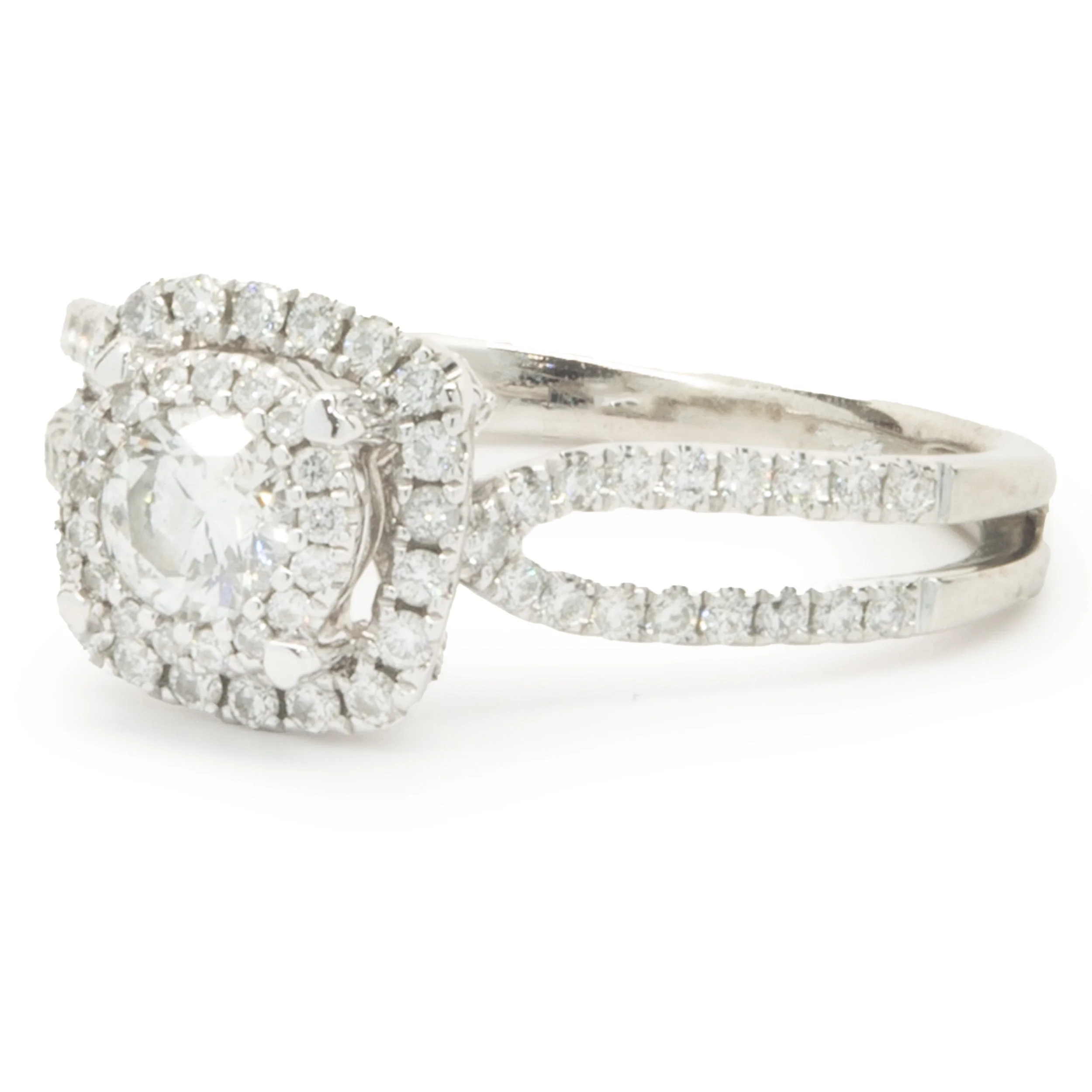14 Karat White Gold Round Brilliant Cut Diamond Engagement Ring - Image 4