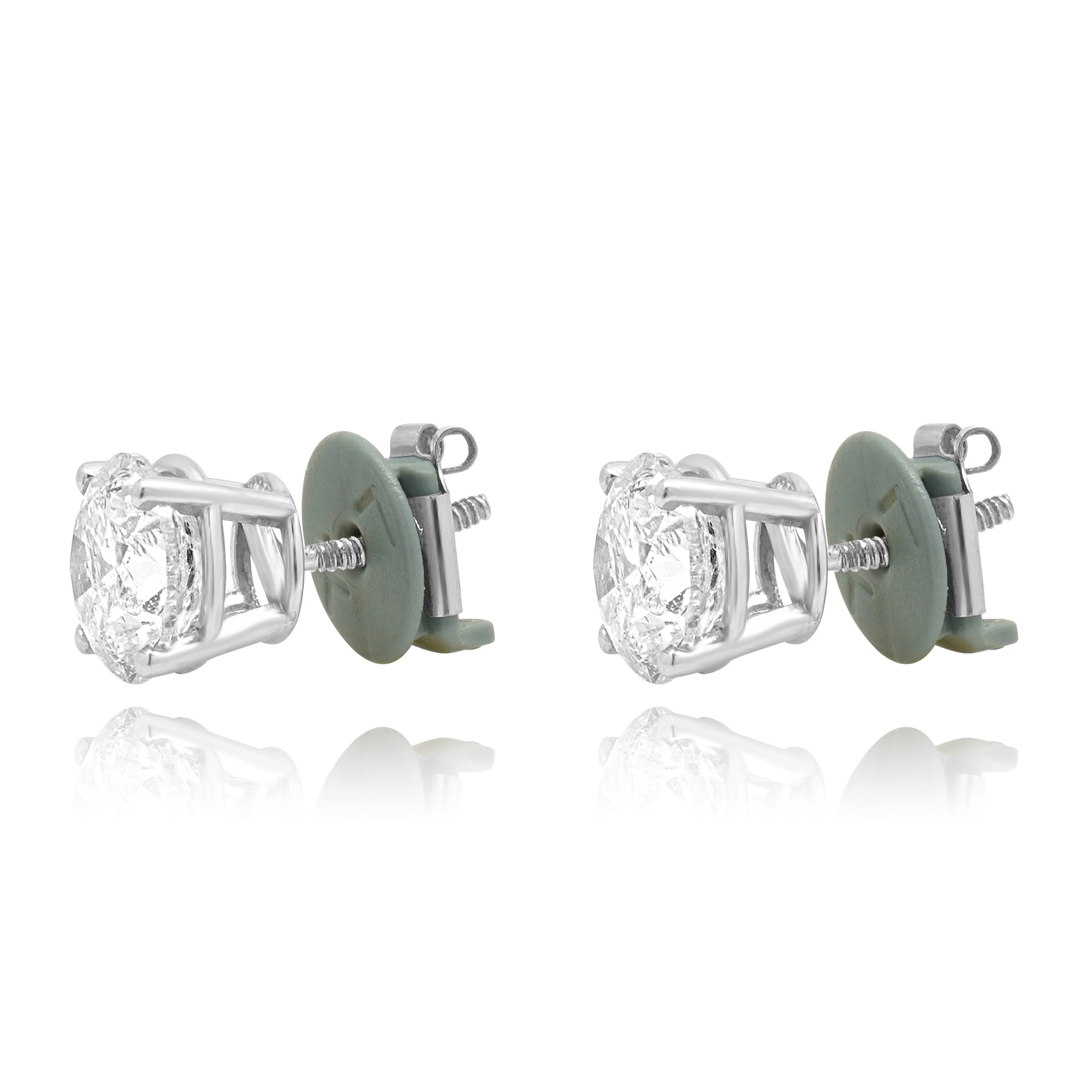 14 Karat White Gold Round Brilliant Cut Diamond Stud Earrings - Image 2
