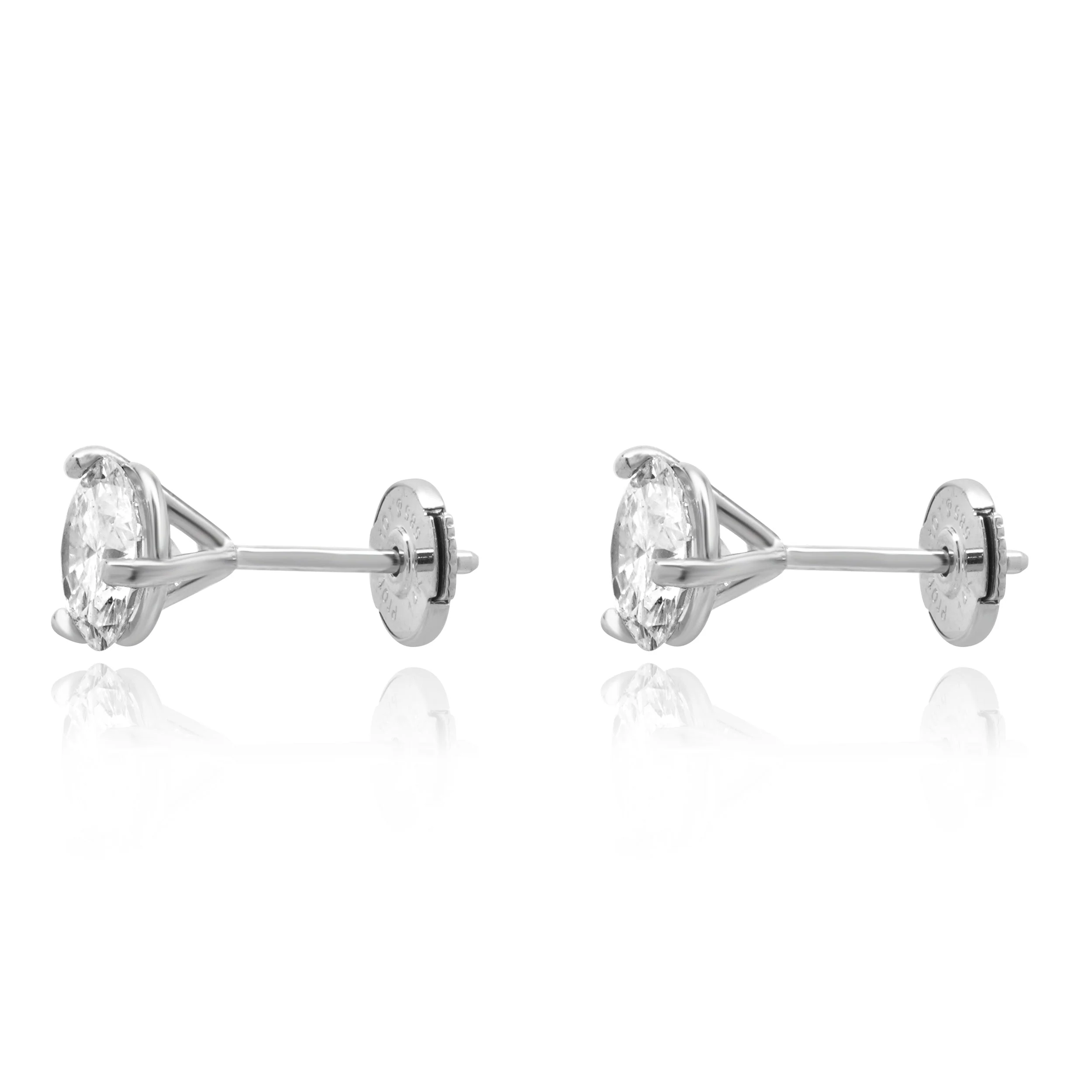 14 Karat White Gold Round Brilliant Cut Diamond Stud Earrings - Image 2