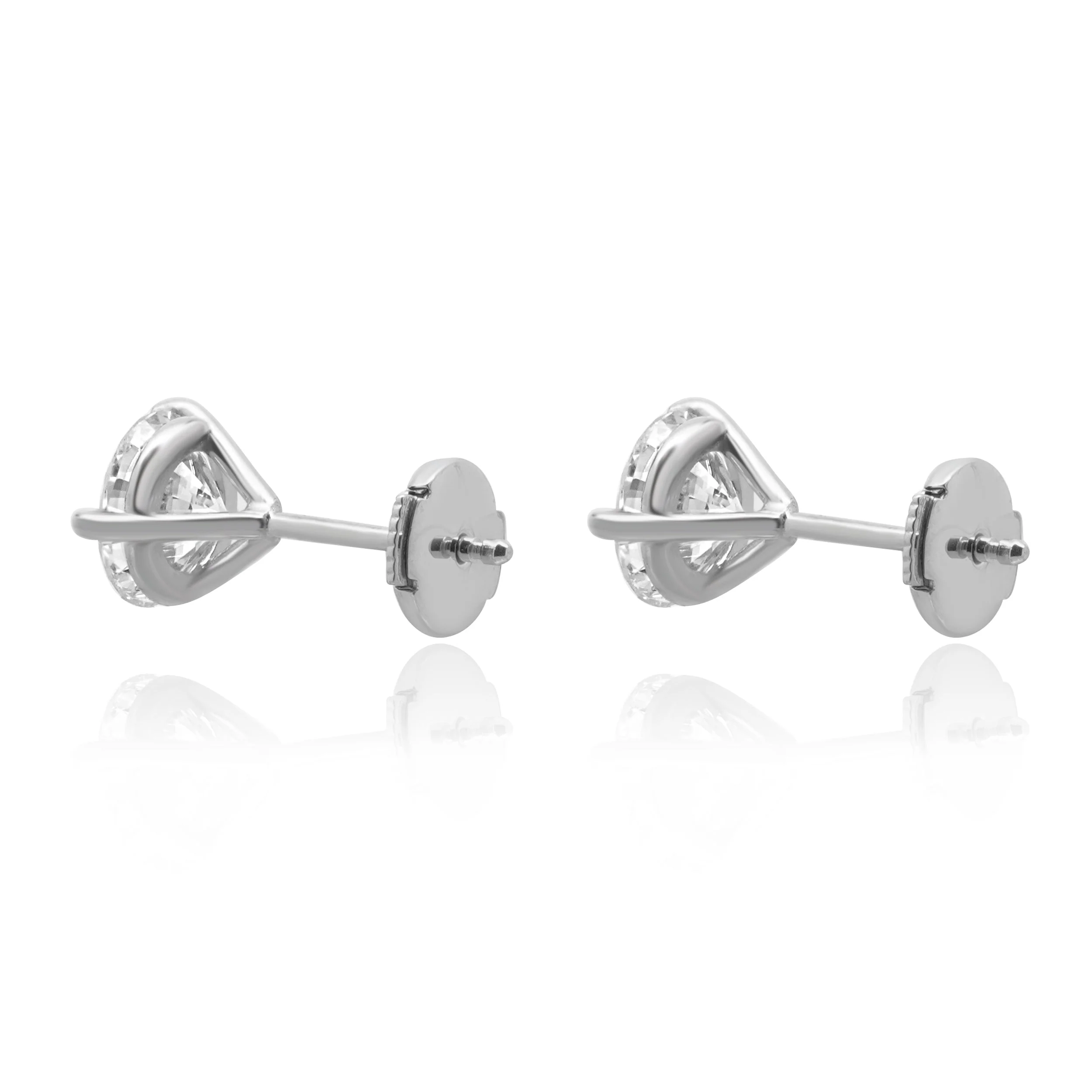 14 Karat White Gold Round Brilliant Cut Diamond Stud Earrings - Image 3