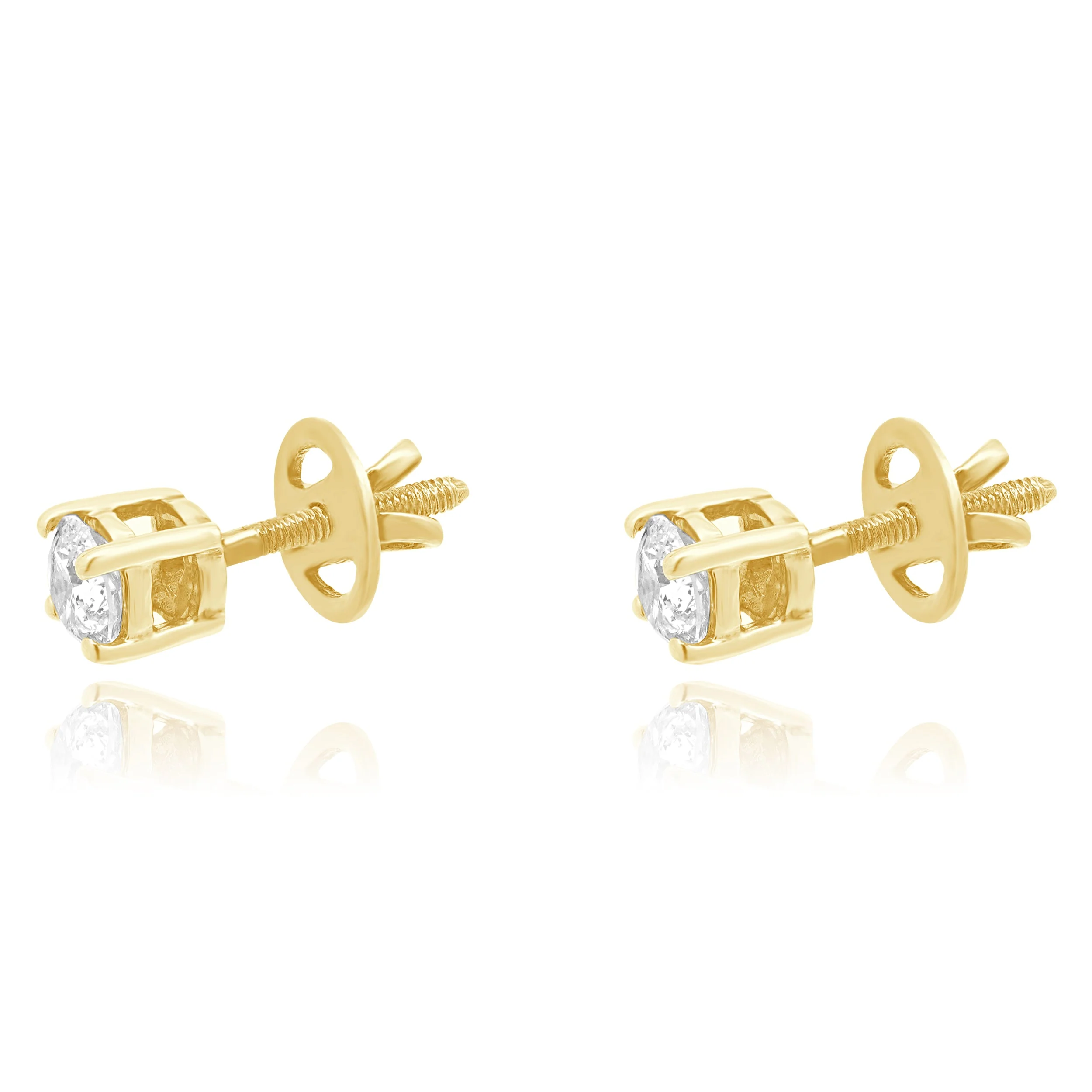 14 Karat White Gold Round Brilliant Cut Diamond Stud Earrings - Image 2
