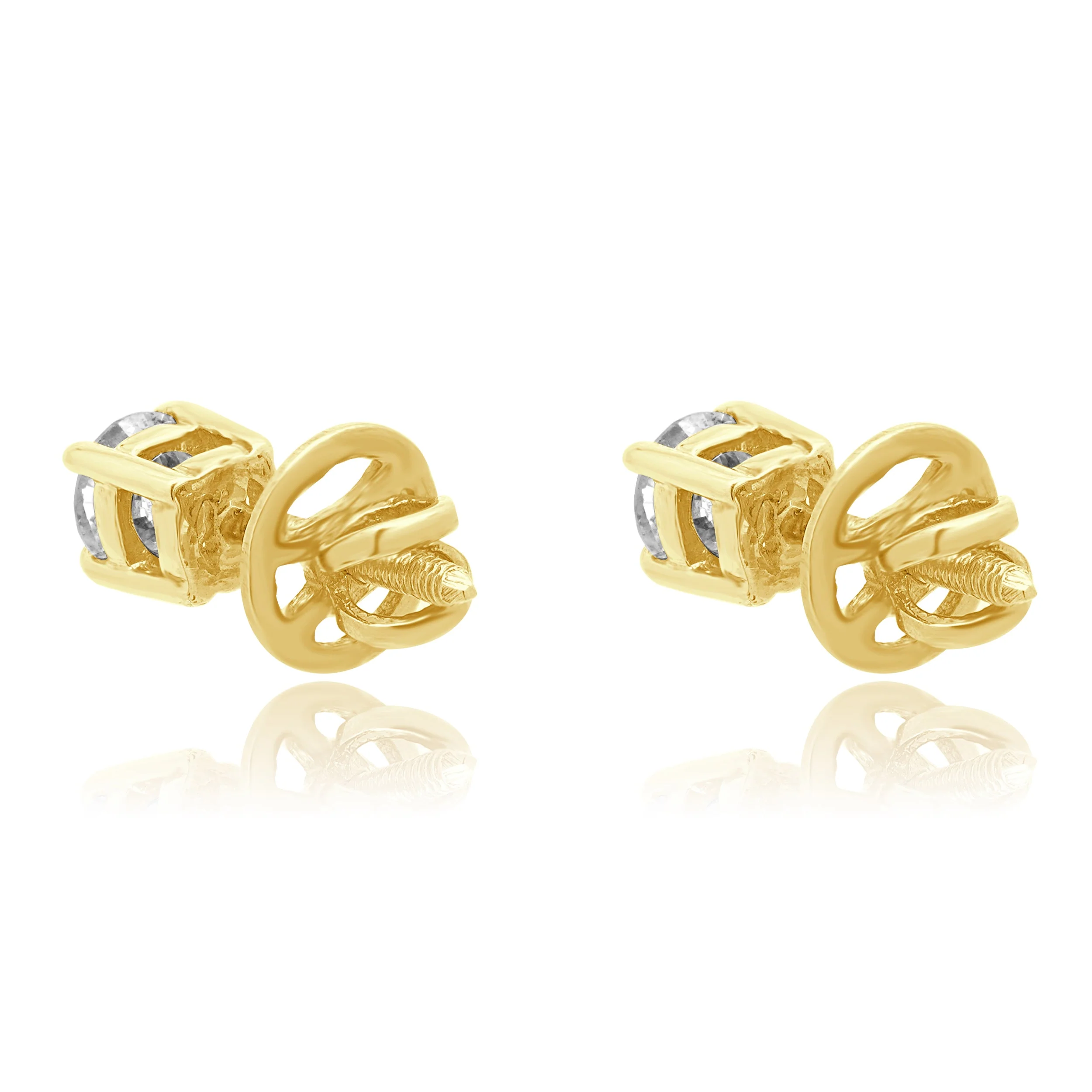 14 Karat White Gold Round Brilliant Cut Diamond Stud Earrings - Image 3