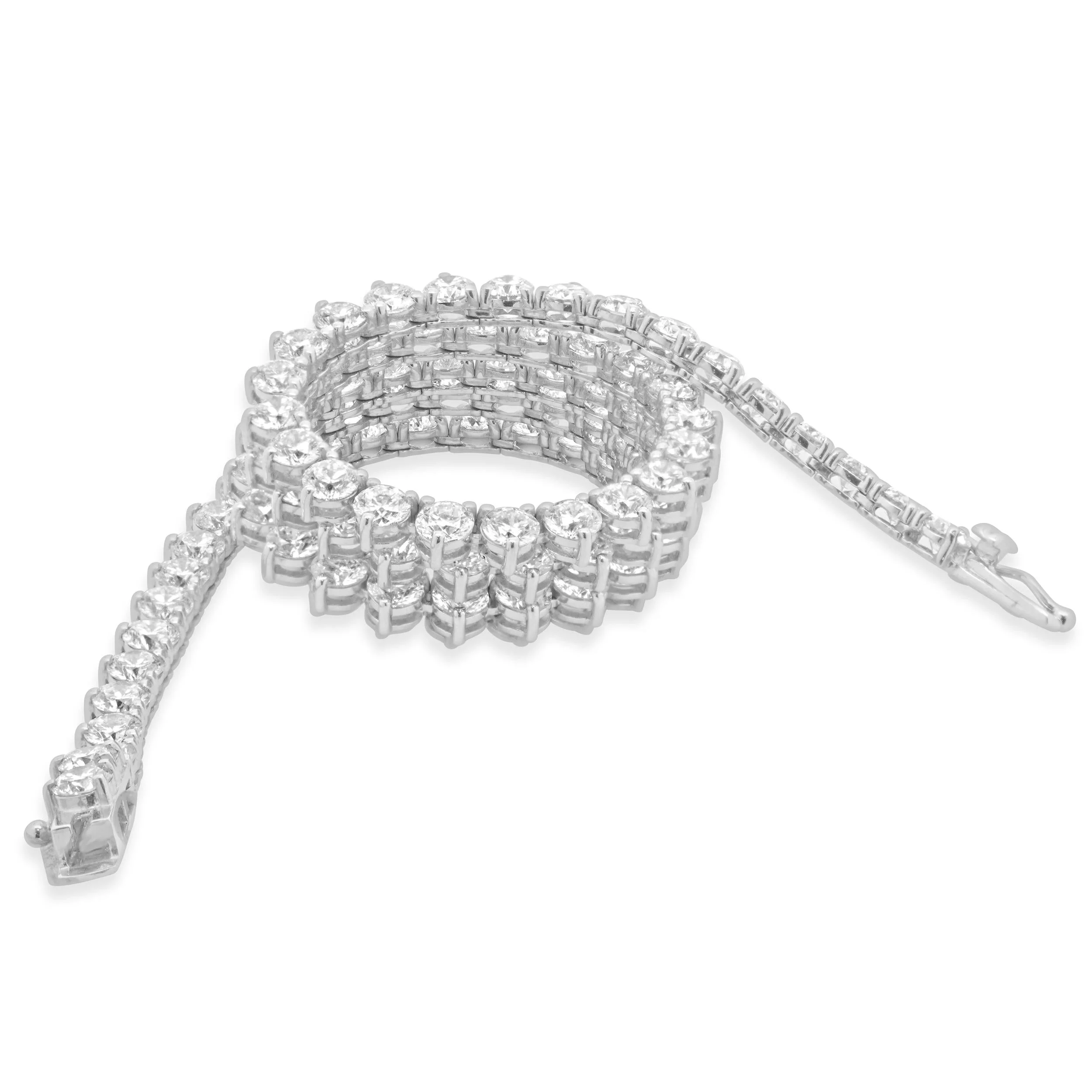 14 Karat White Gold Round Brilliant Cut Diamond Tennis Necklace - Image 4