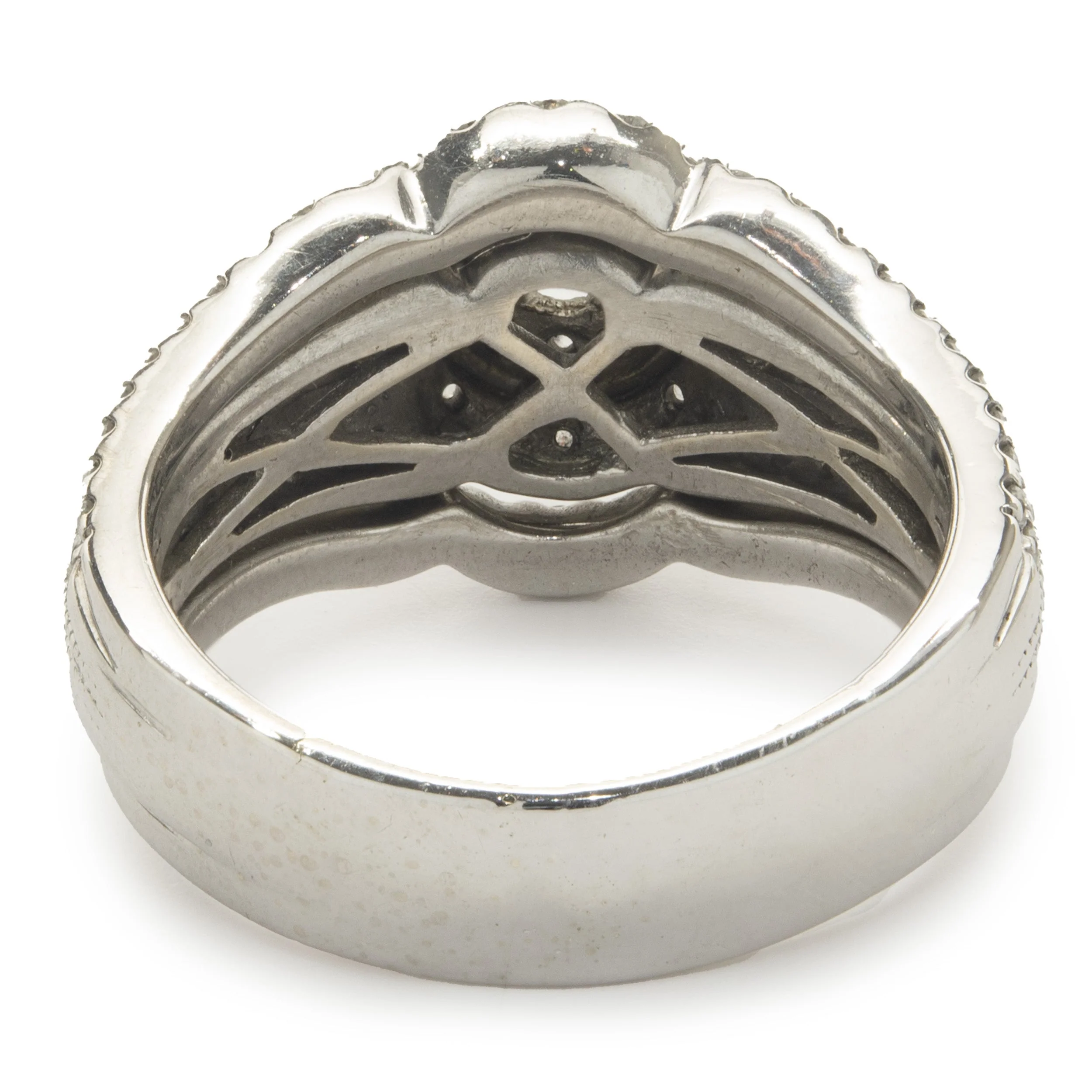 14 Karat White Gold Round Brilliant Cut Five Layer Diamond Engagement Ring - Image 4