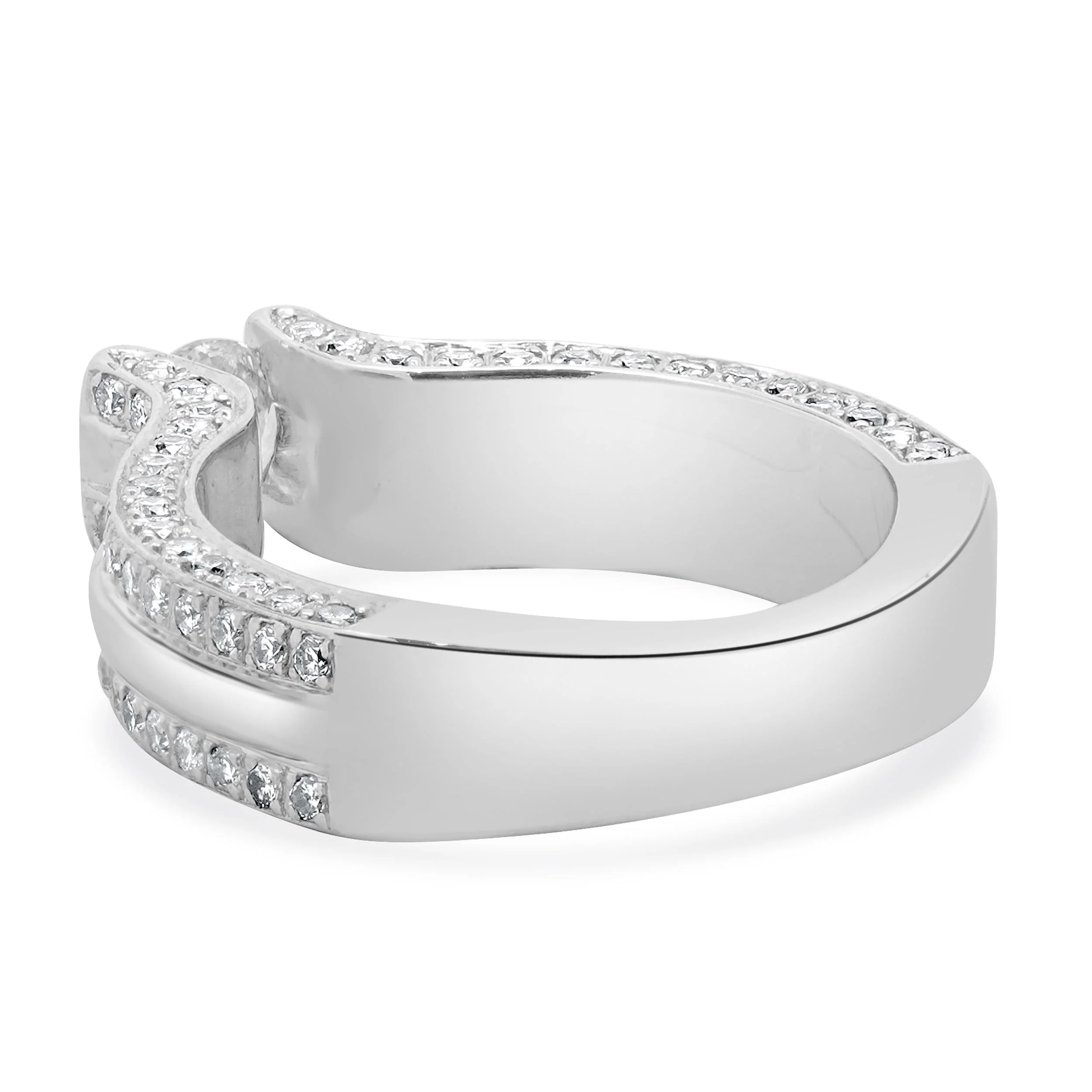 14 Karat White Gold Round Brilliant Cut Tension Set Diamond Engagement Ring - Image 3