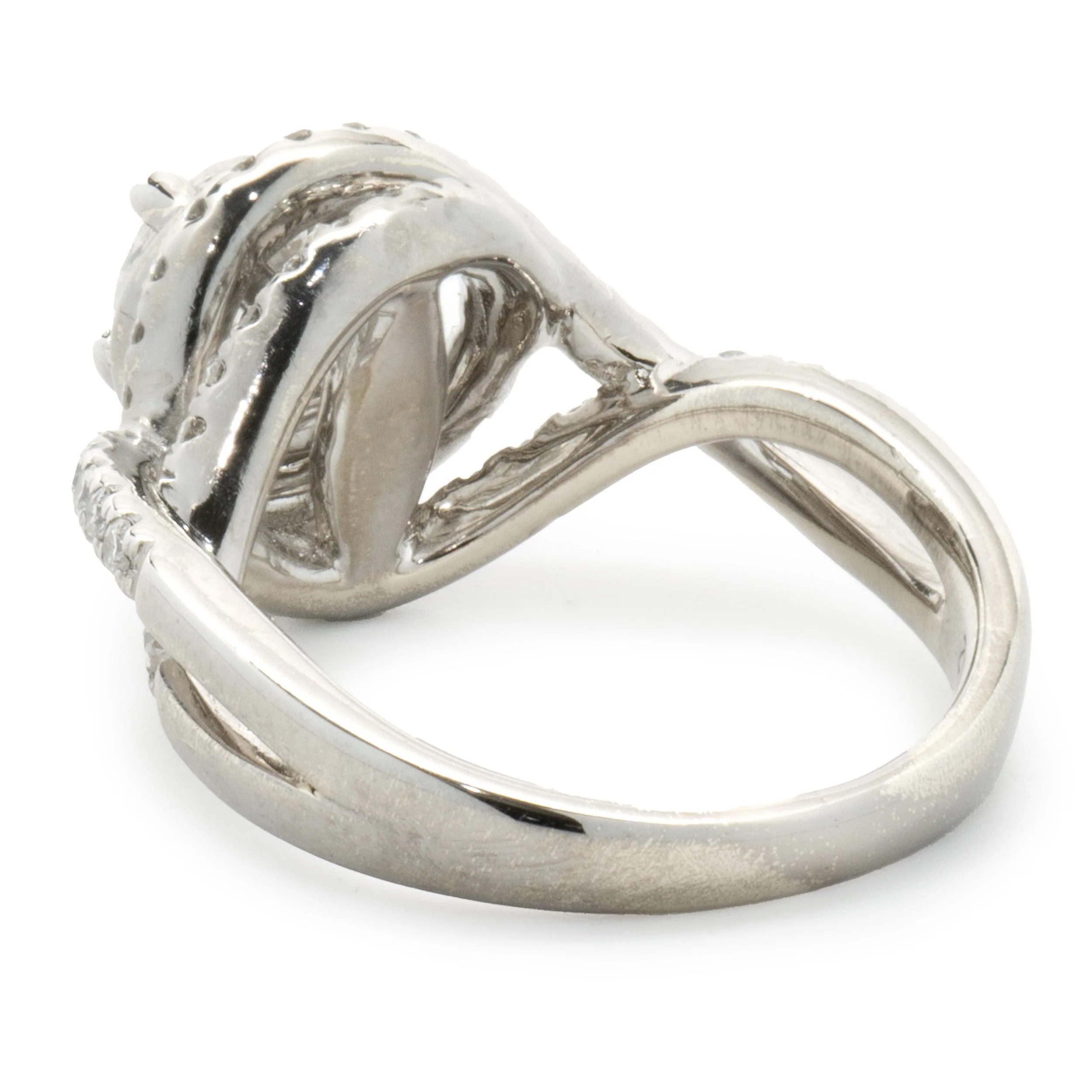 14 Karat White Gold Round Brilliant Diamond Swirl Engagement Ring - Image 4