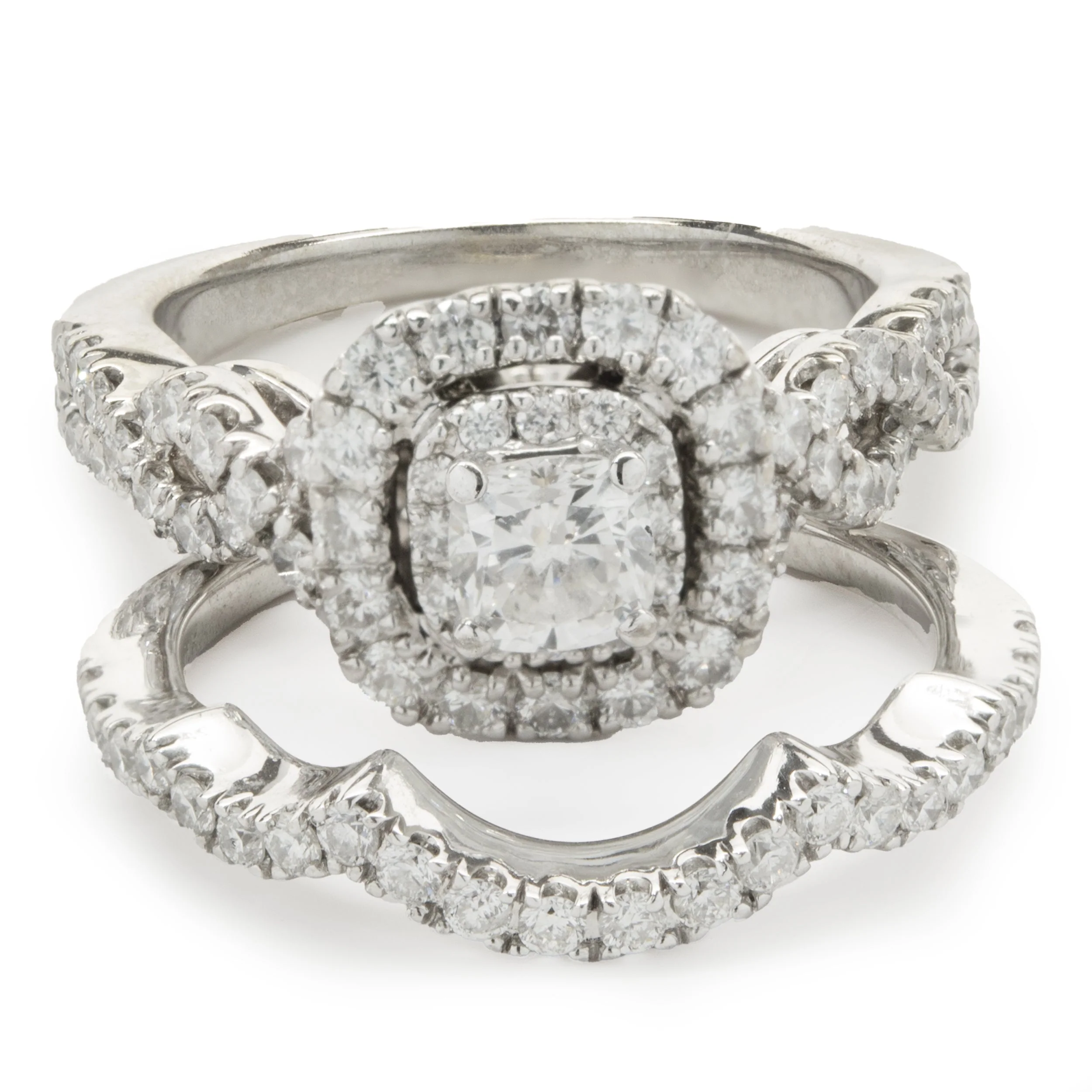 14 Karat White Gold Round Brilliant Diamond Wedding Set