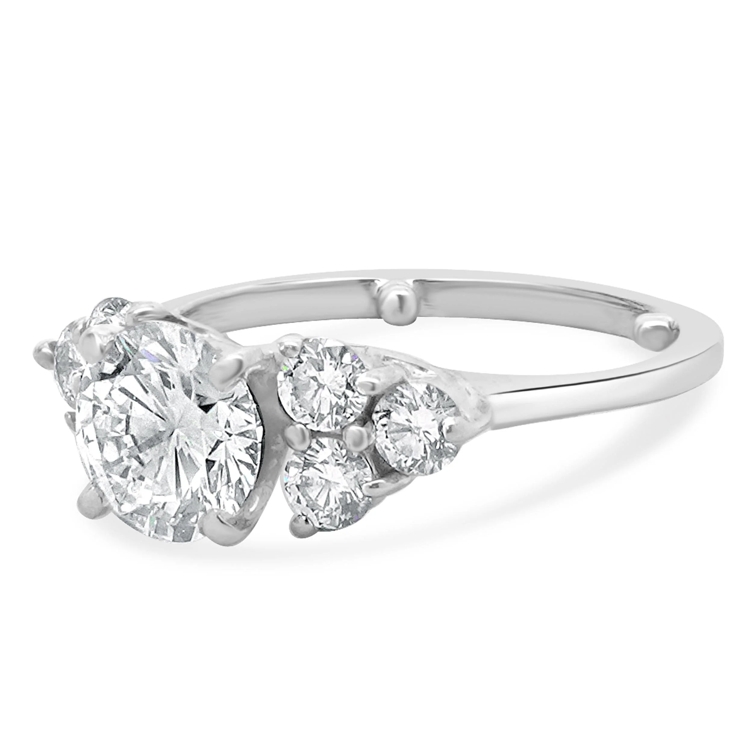 14 Karat White Gold Round Diamond Engagement Ring - Image 2