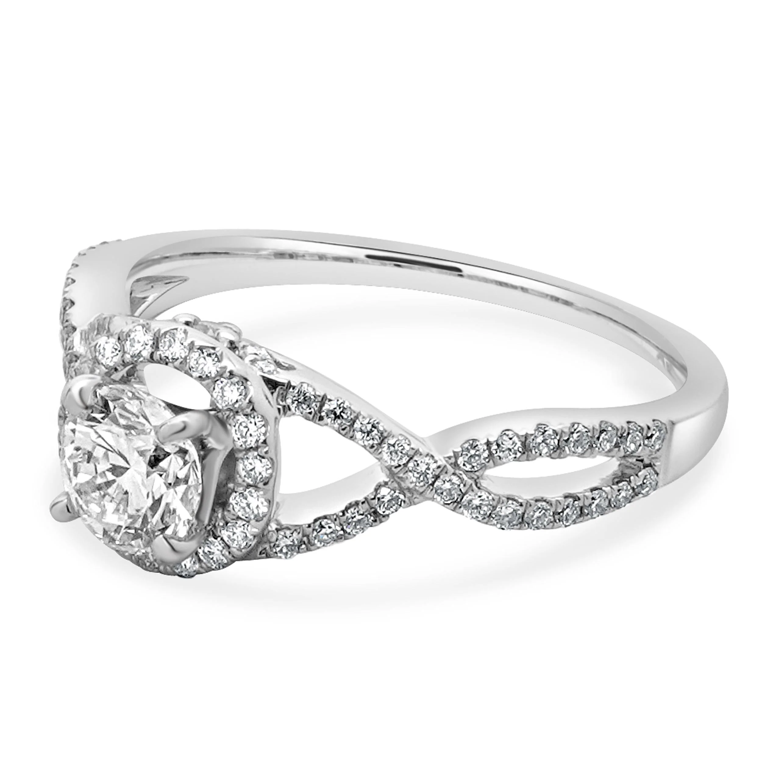 14 Karat White Gold Round Diamond Engagement Ring - Image 2