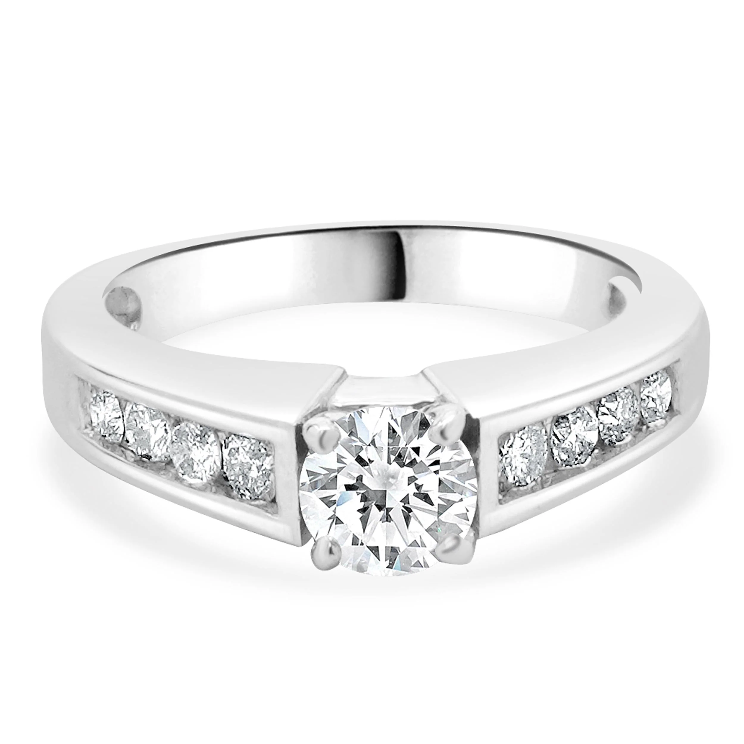 14 Karat White Gold Round Diamond Engagement Ring
