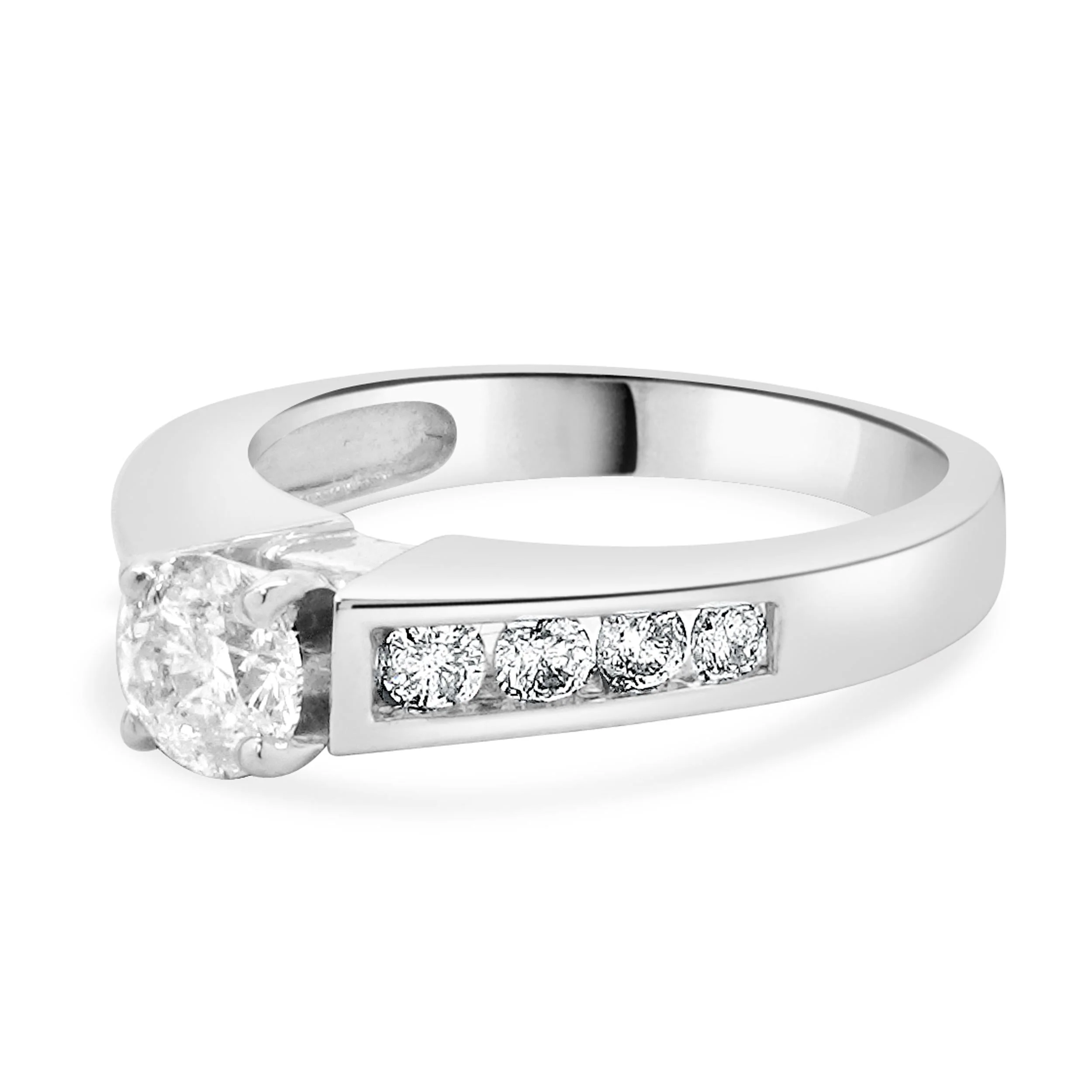 14 Karat White Gold Round Diamond Engagement Ring - Image 2