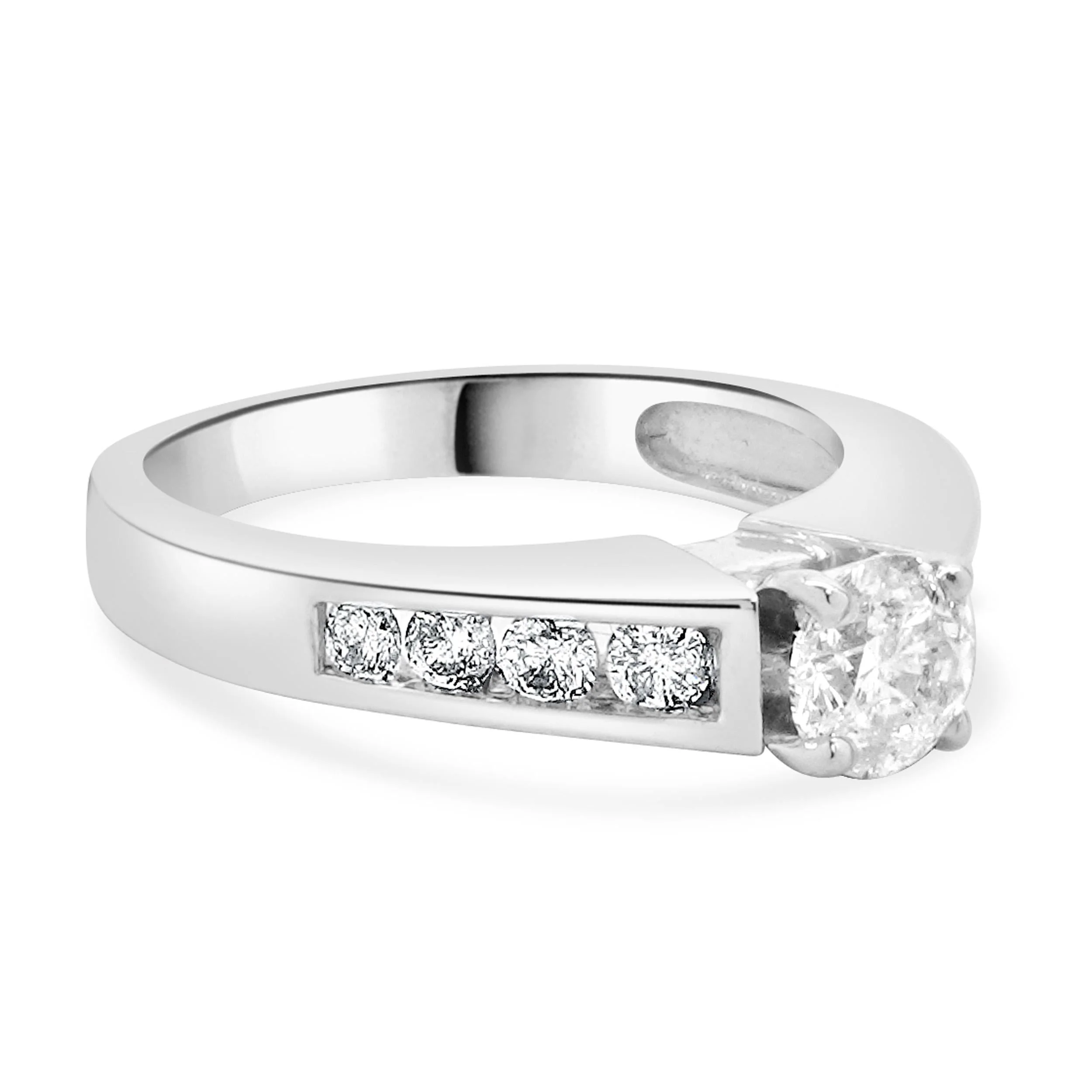 14 Karat White Gold Round Diamond Engagement Ring - Image 3