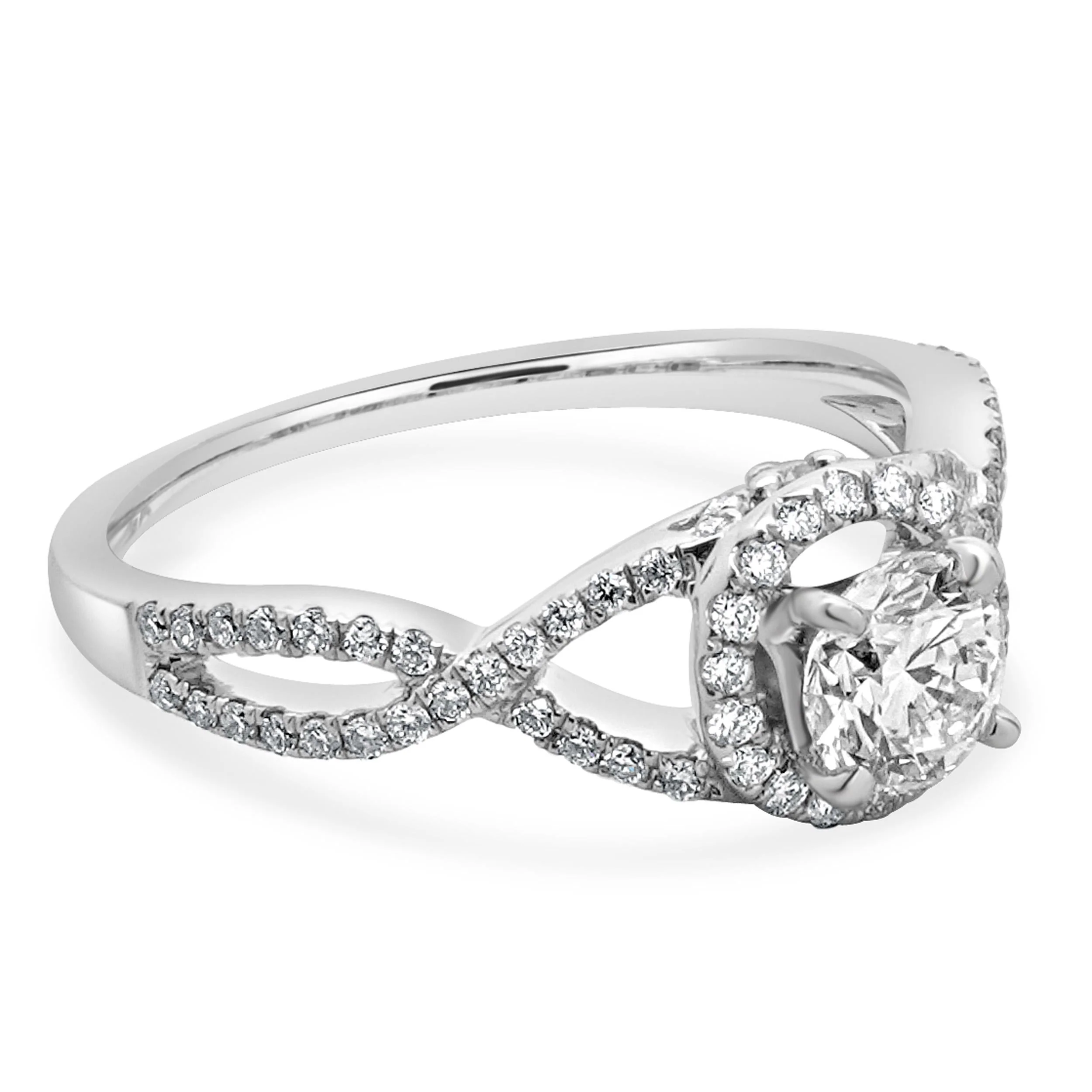 14 Karat White Gold Round Diamond Engagement Ring - Image 3
