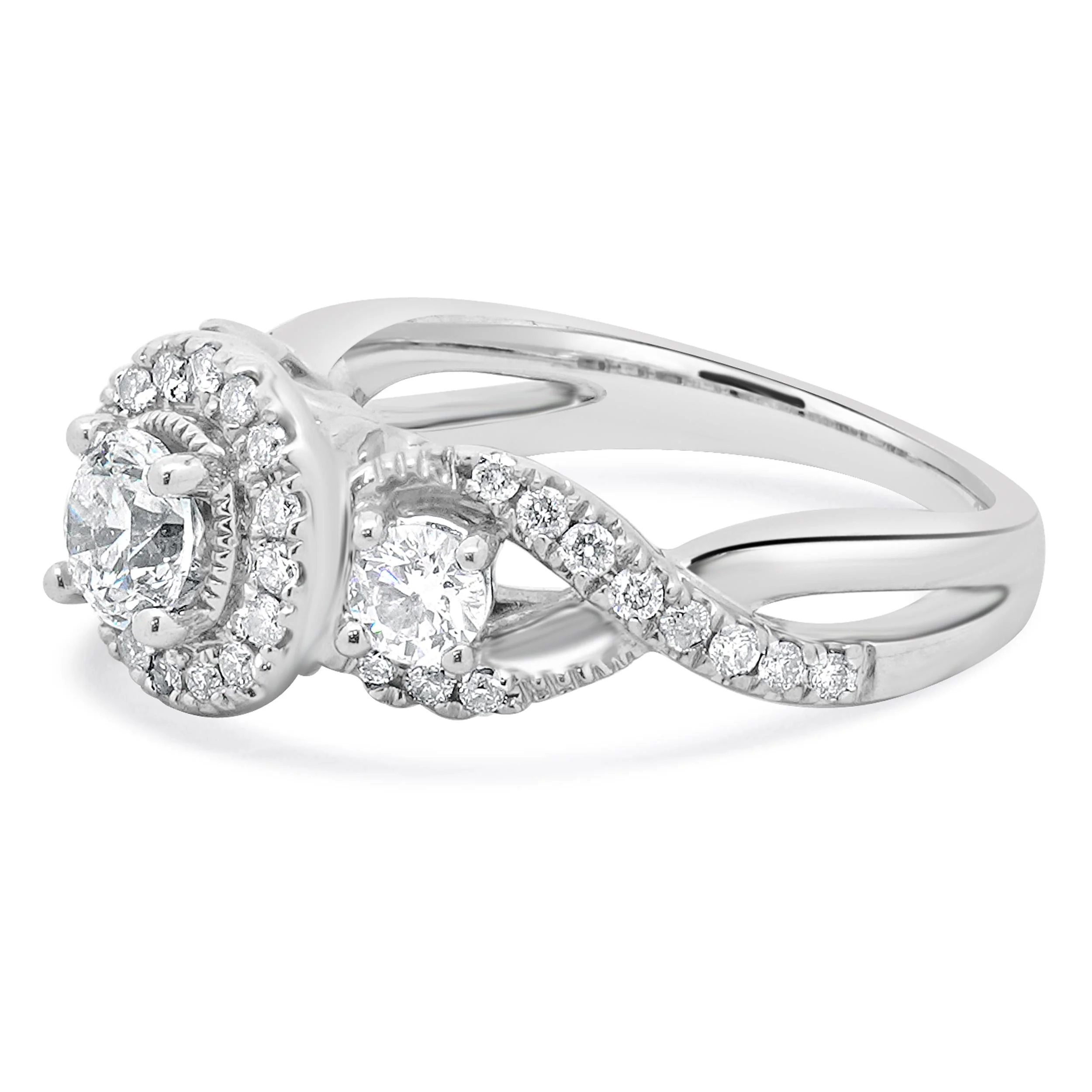 14 Karat White Gold Round Diamond Engagement Ring - Image 2