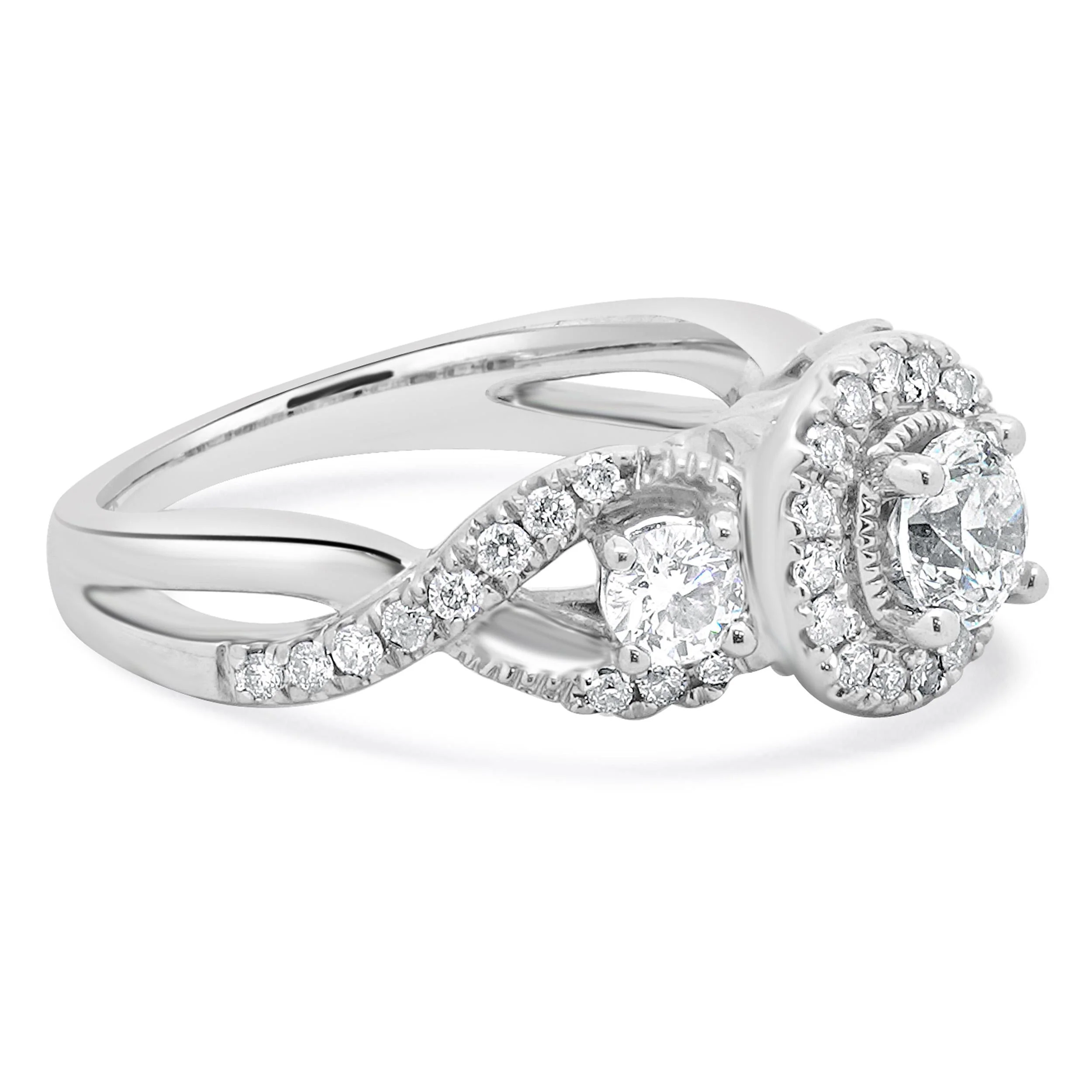 14 Karat White Gold Round Diamond Engagement Ring - Image 3