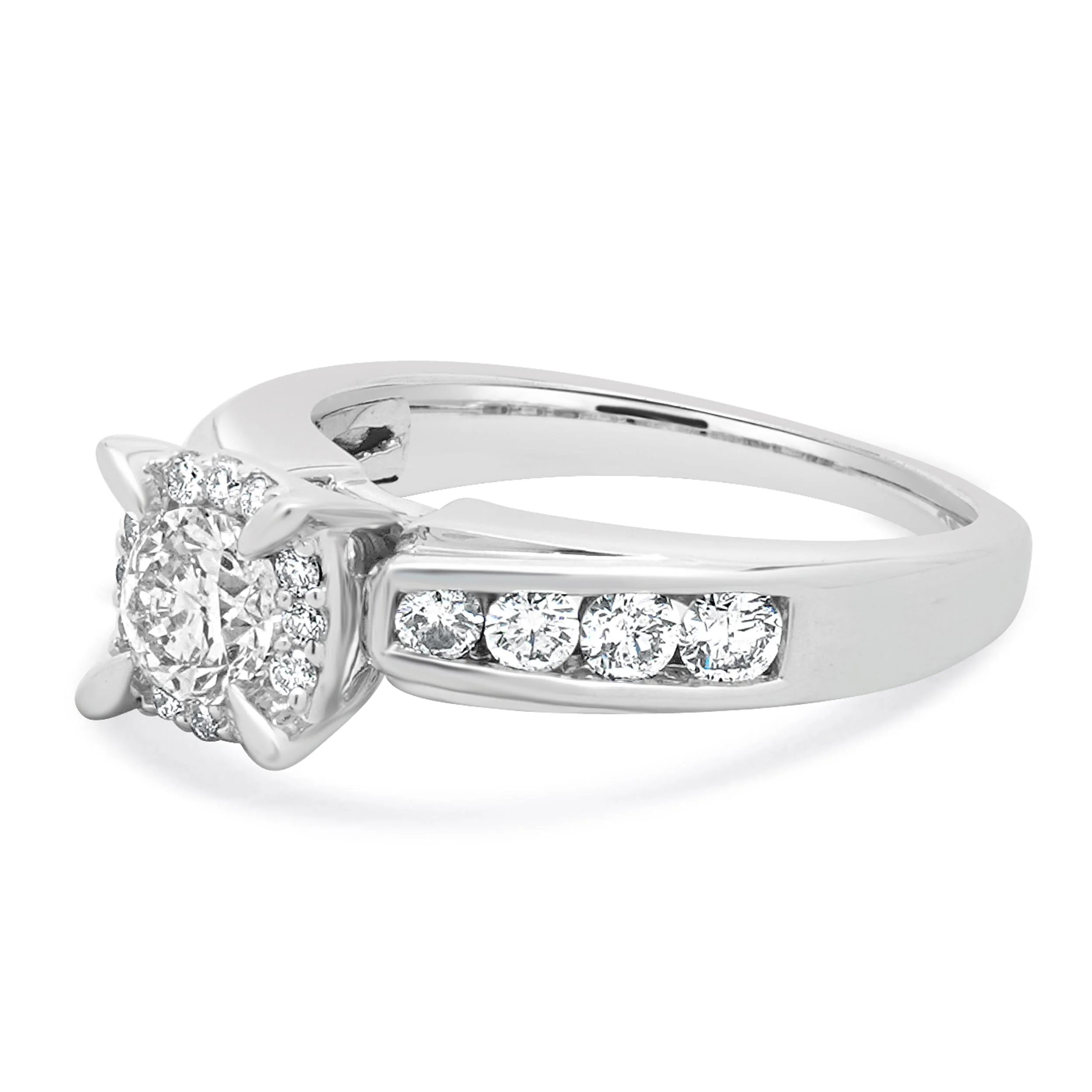 14 Karat White Gold Round Diamond Engagement Ring - Image 2