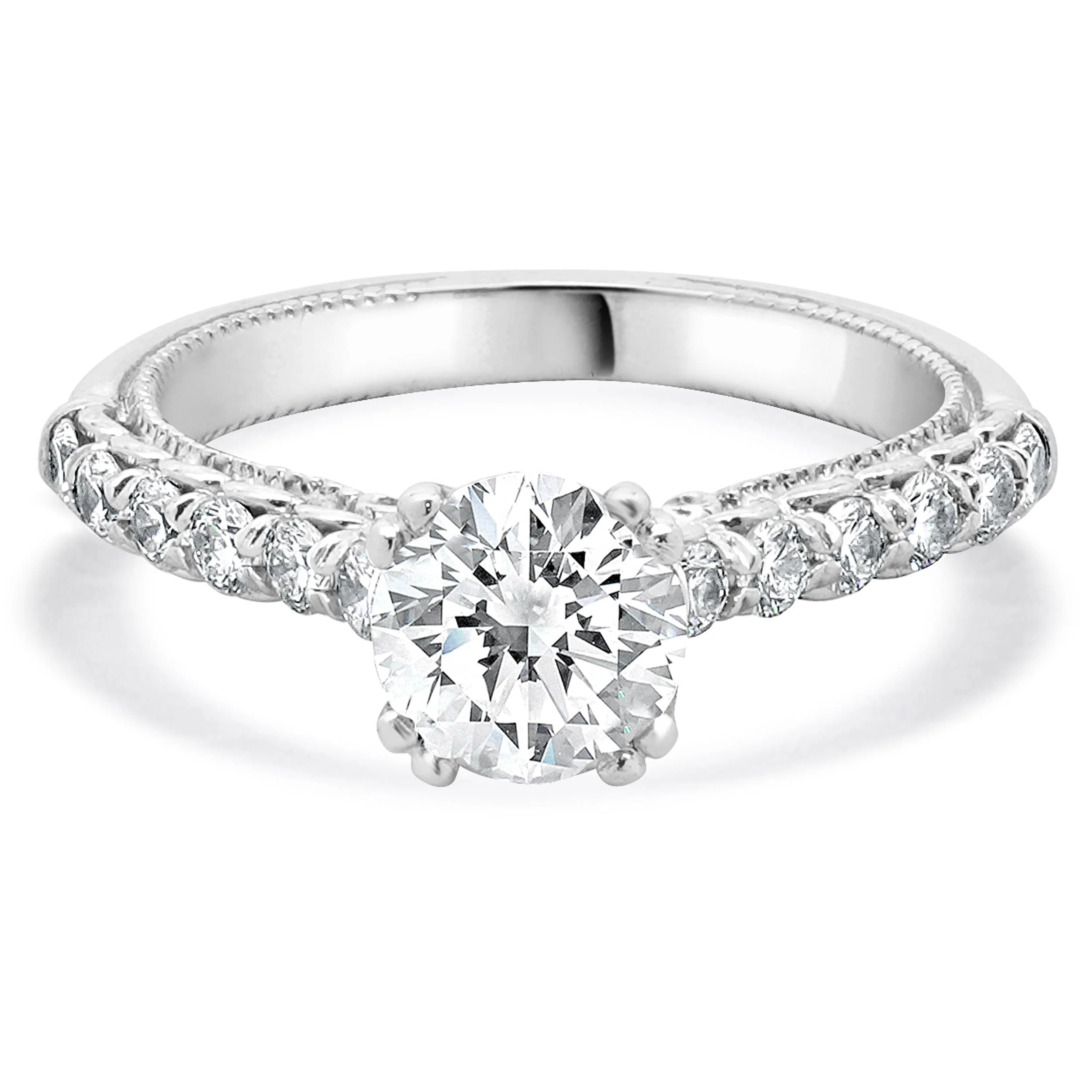 14 Karat White Gold Round Diamond Engagement Ring
