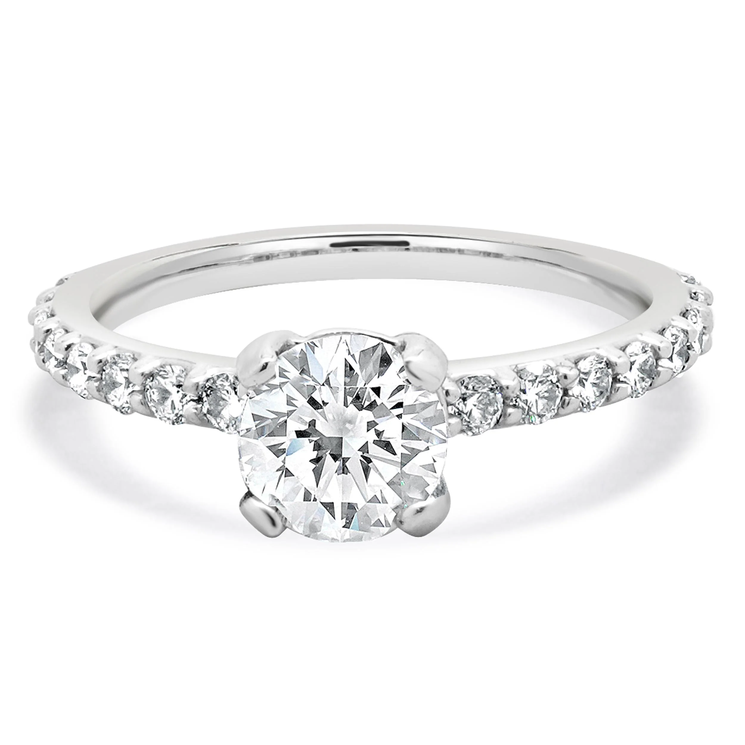 14 Karat White Gold Round Diamond Engagement Ring