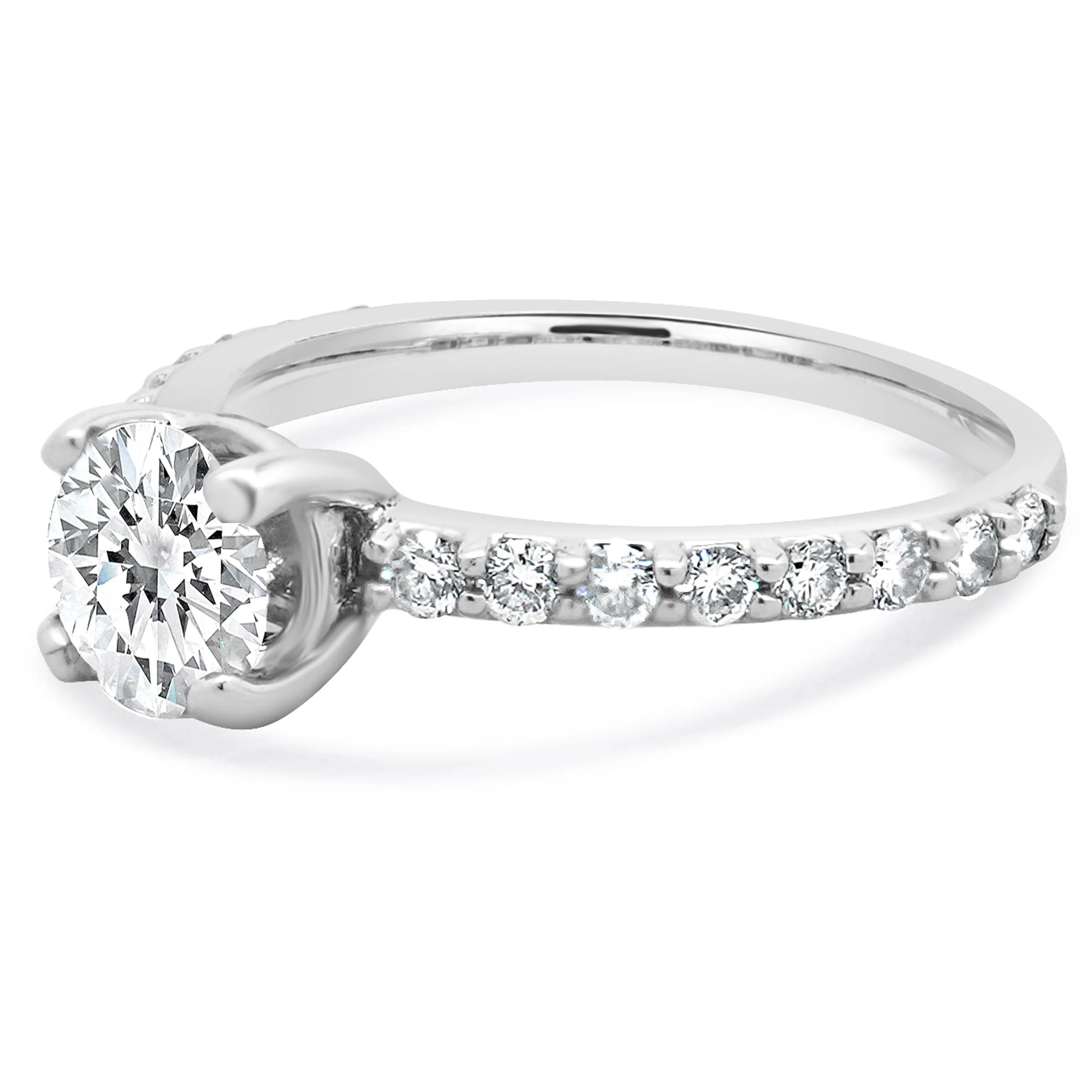14 Karat White Gold Round Diamond Engagement Ring - Image 2