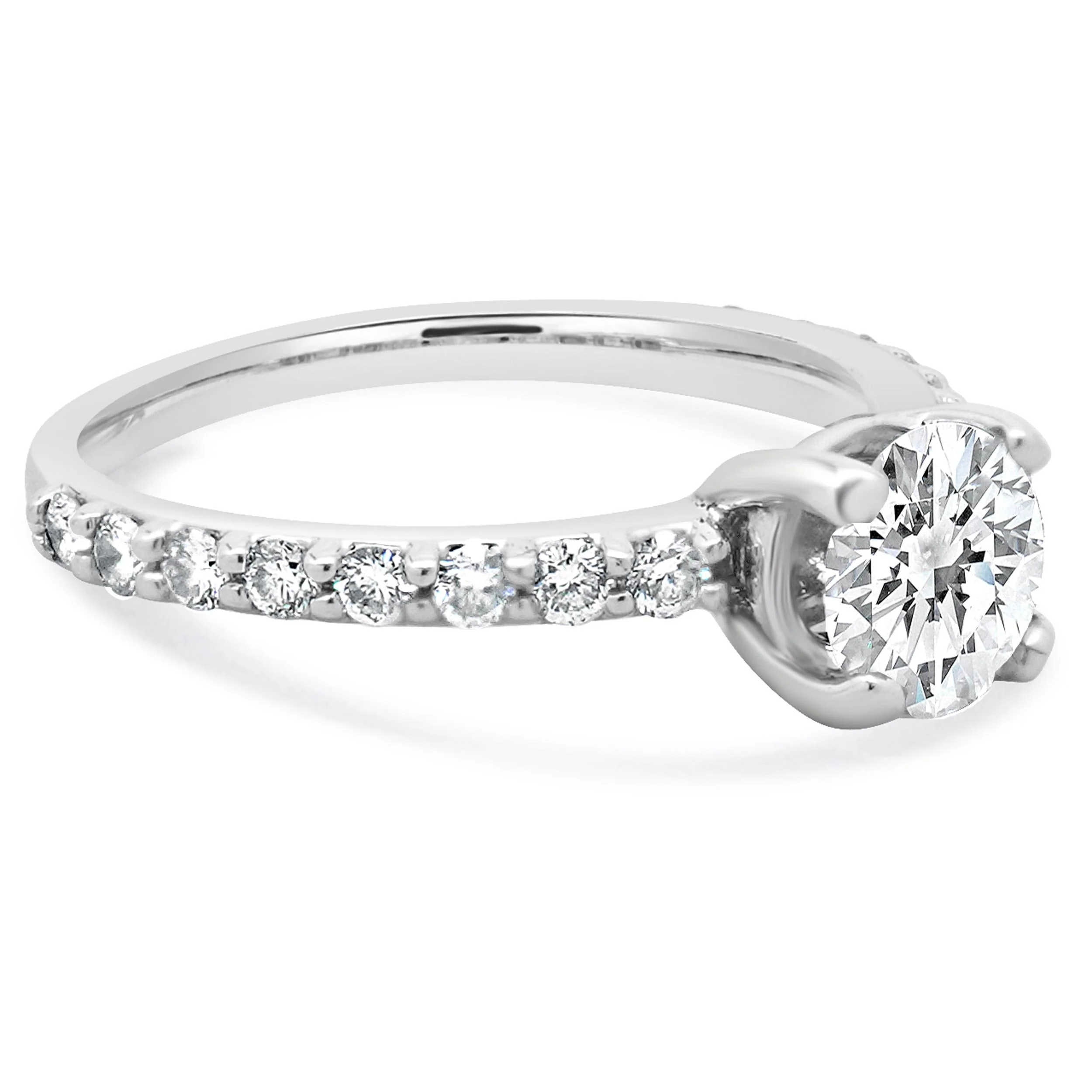 14 Karat White Gold Round Diamond Engagement Ring - Image 4
