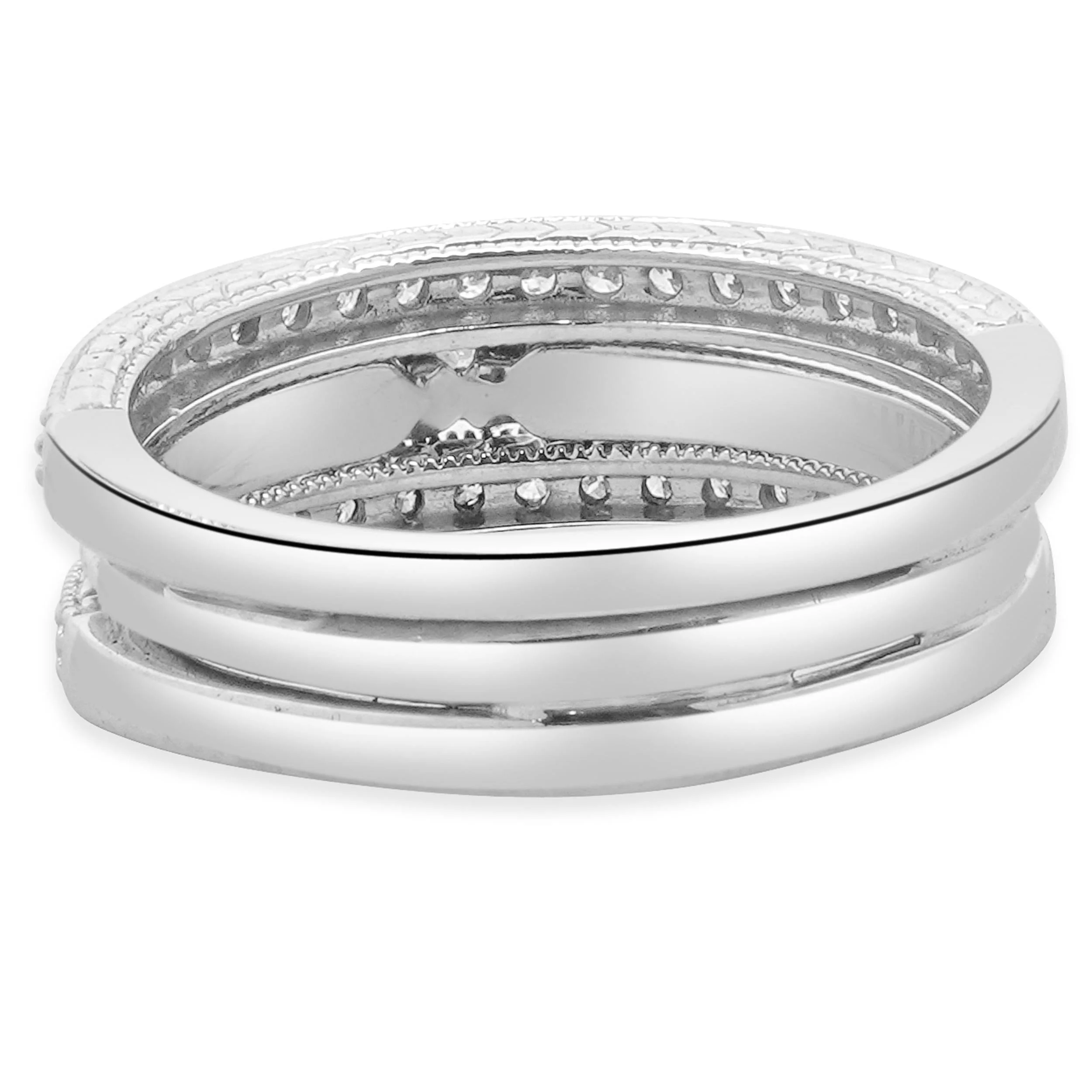 14 Karat White Gold Round Diamond Engagement Ring Set - Image 3