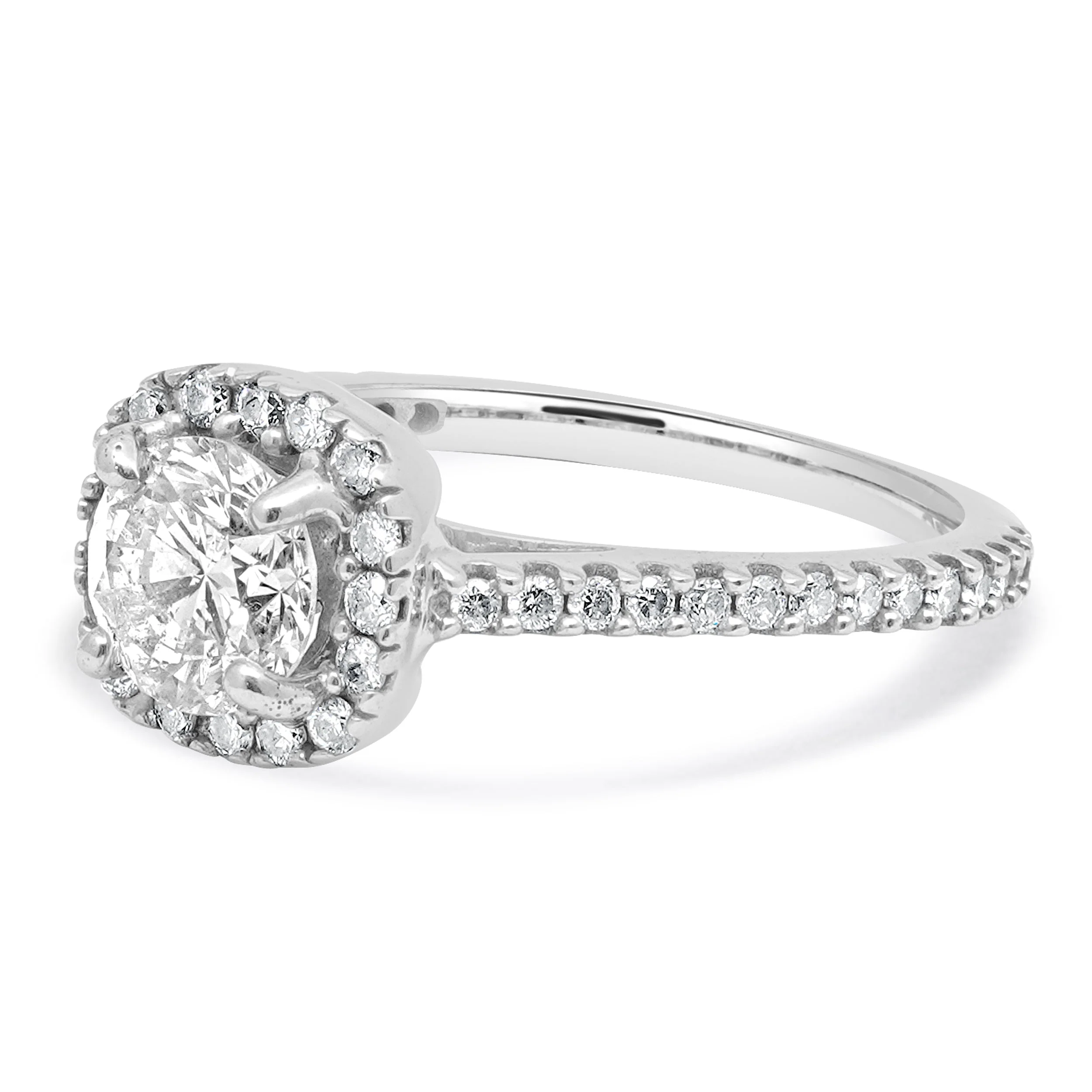 14 Karat White Gold Round Diamond Halo Ring - Image 2