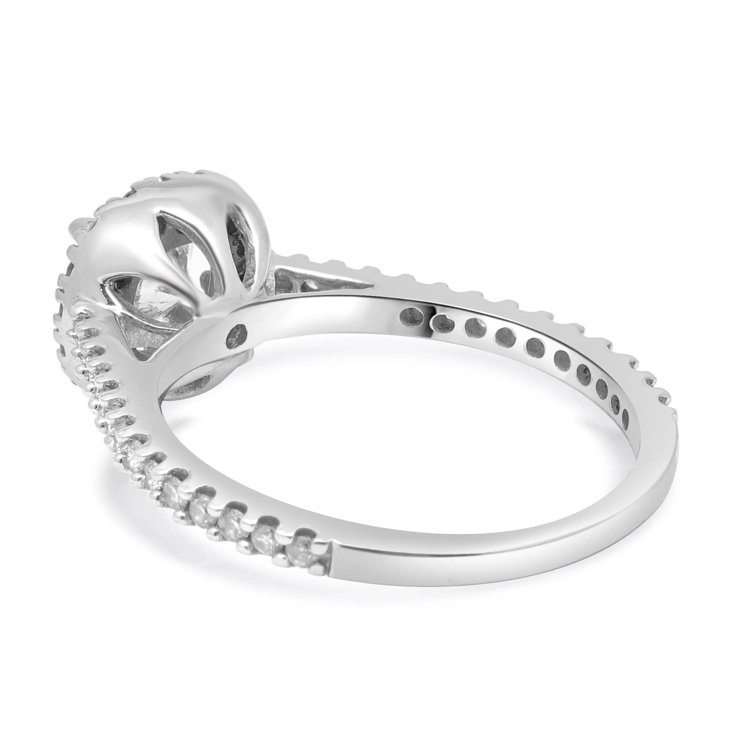 14 Karat White Gold Round Diamond Halo Ring - Image 3
