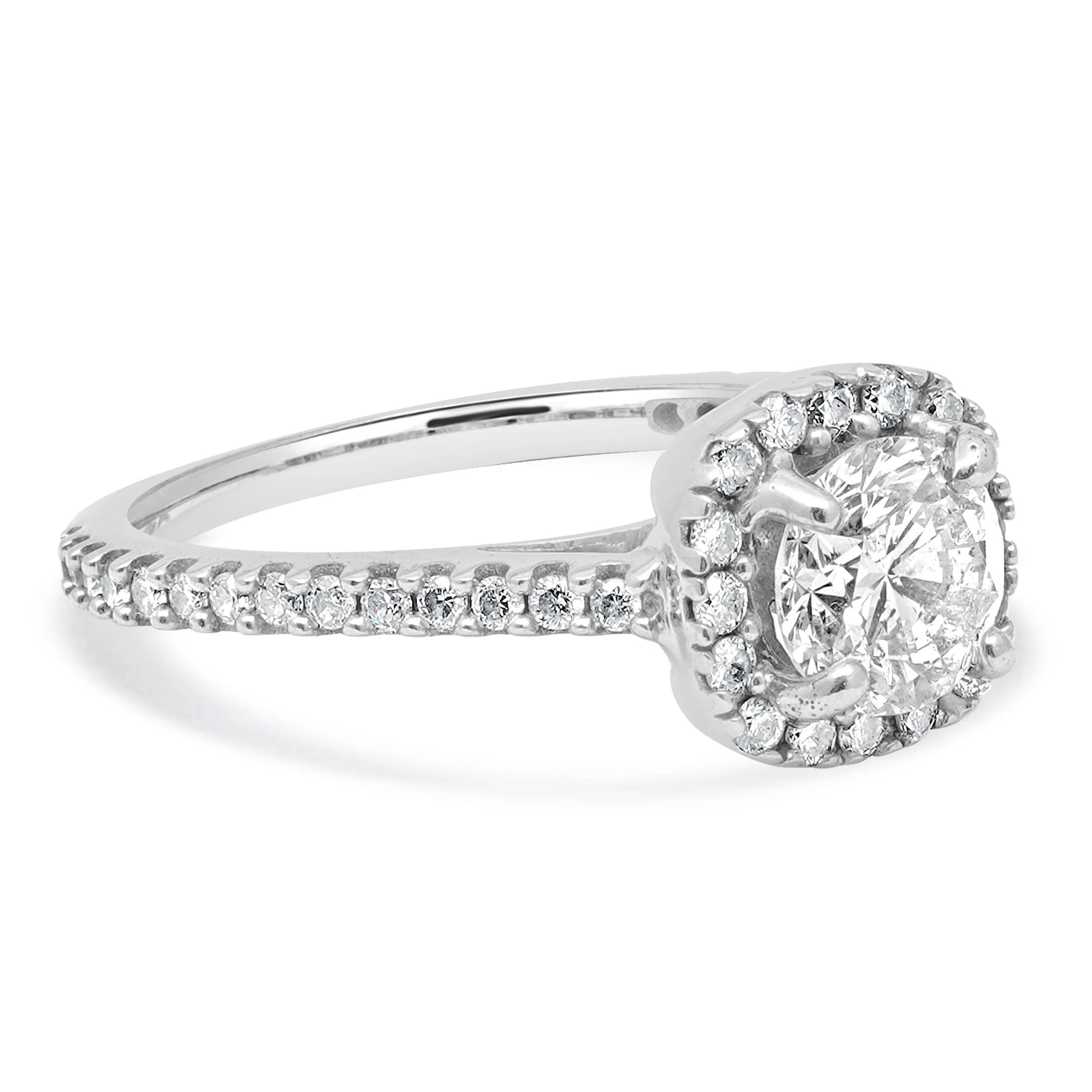 14 Karat White Gold Round Diamond Halo Ring - Image 4