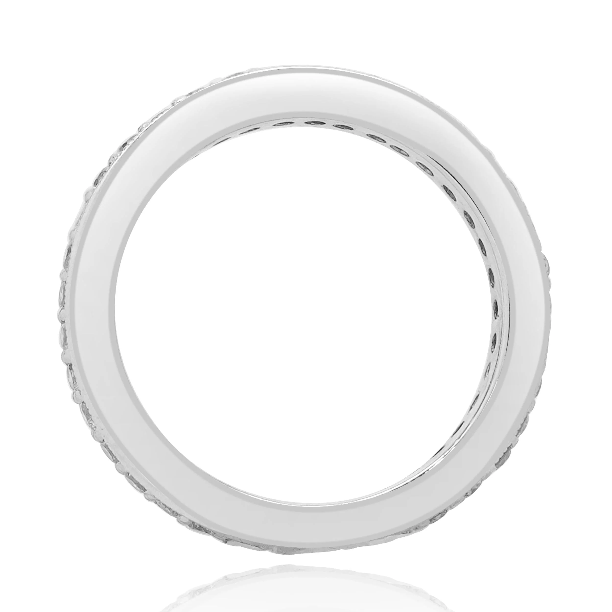 14 Karat White Gold Round Diamond Milgrain Eternity Band - Image 3
