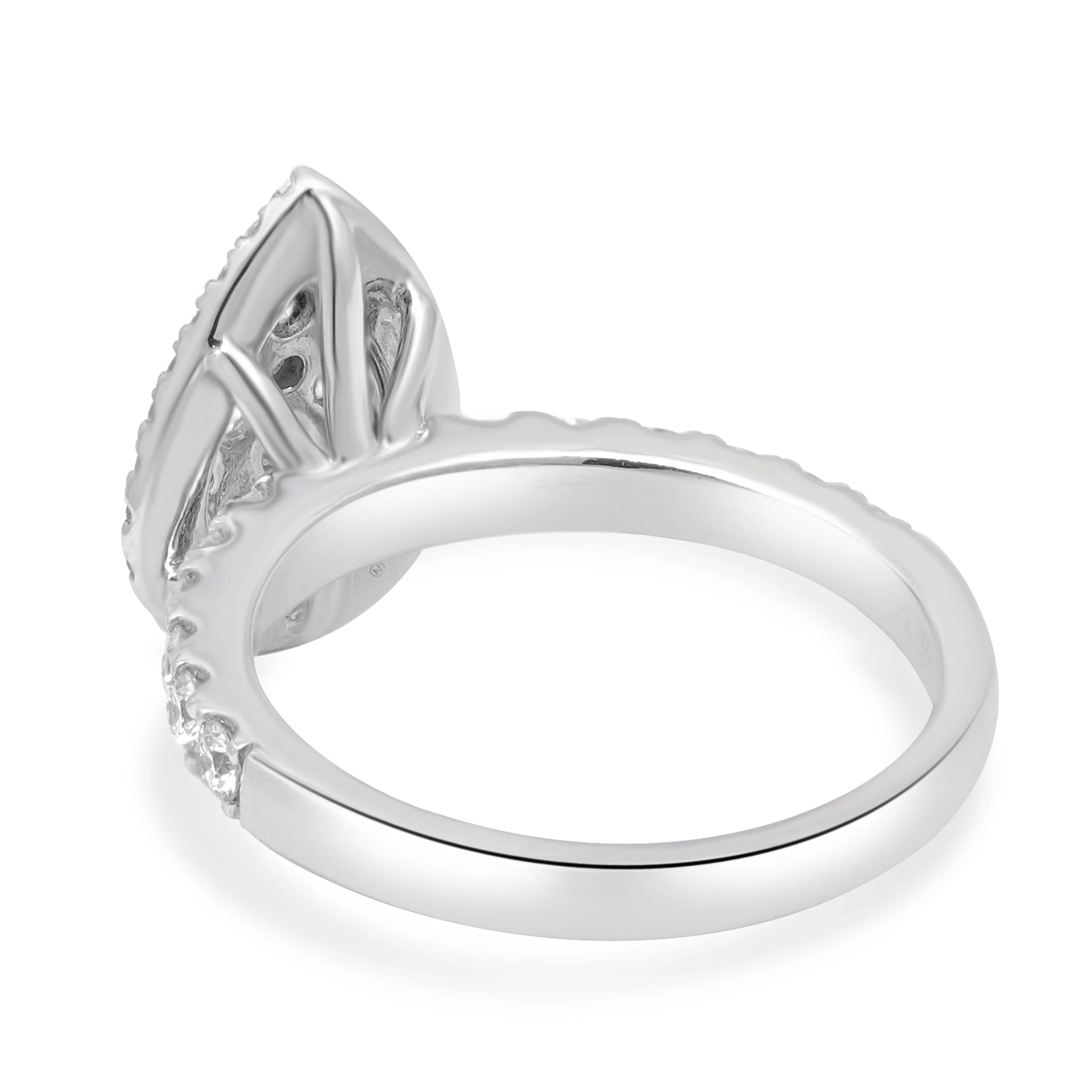 14 Karat White Gold Round Diamond Pear-Shaped Cluster Halo Engagement Ring - Image 4