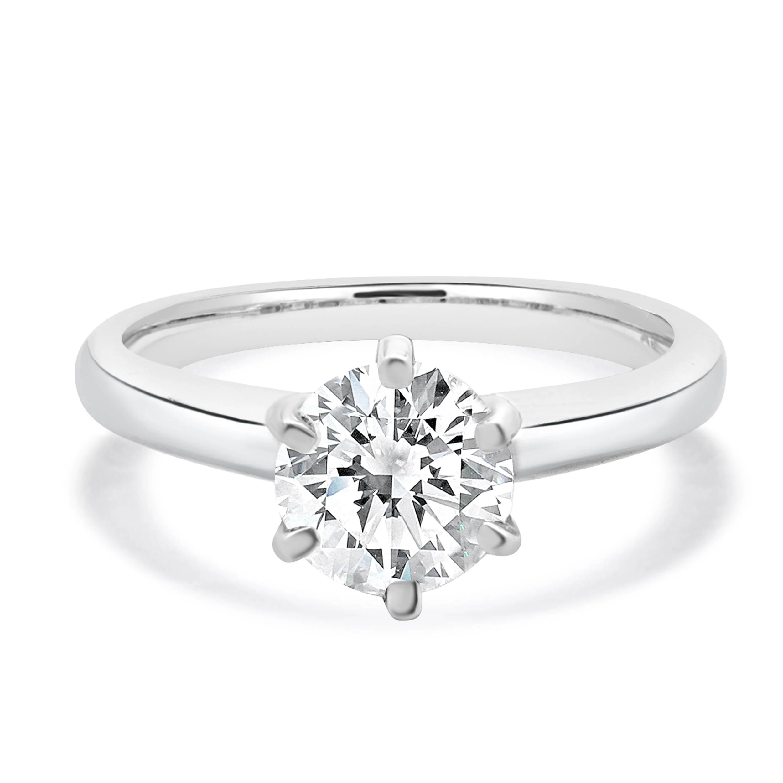 14 Karat White Gold Round Diamond Solitaire Engagement Ring