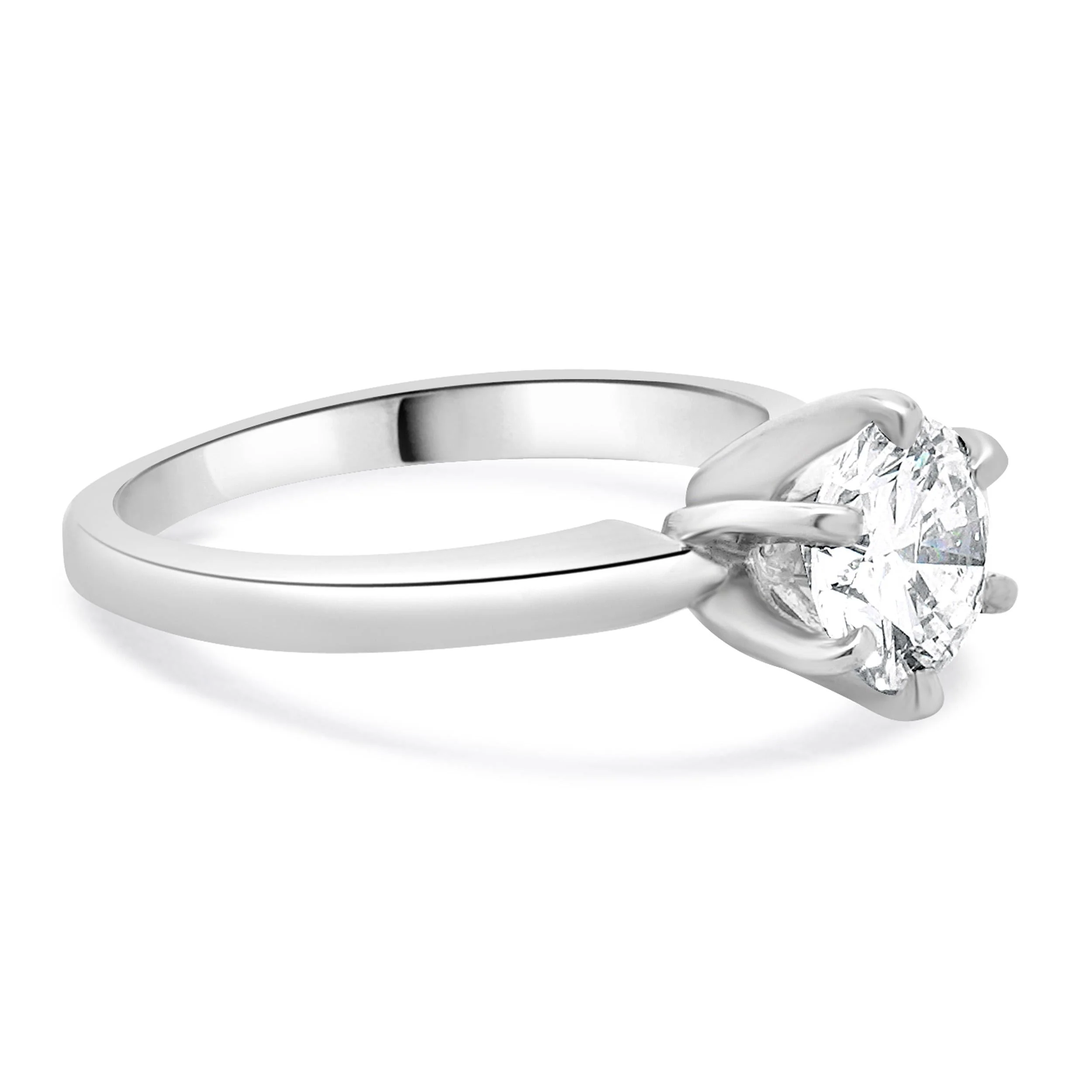 14 Karat White Gold Round Diamond Solitaire Engagement Ring - Image 3